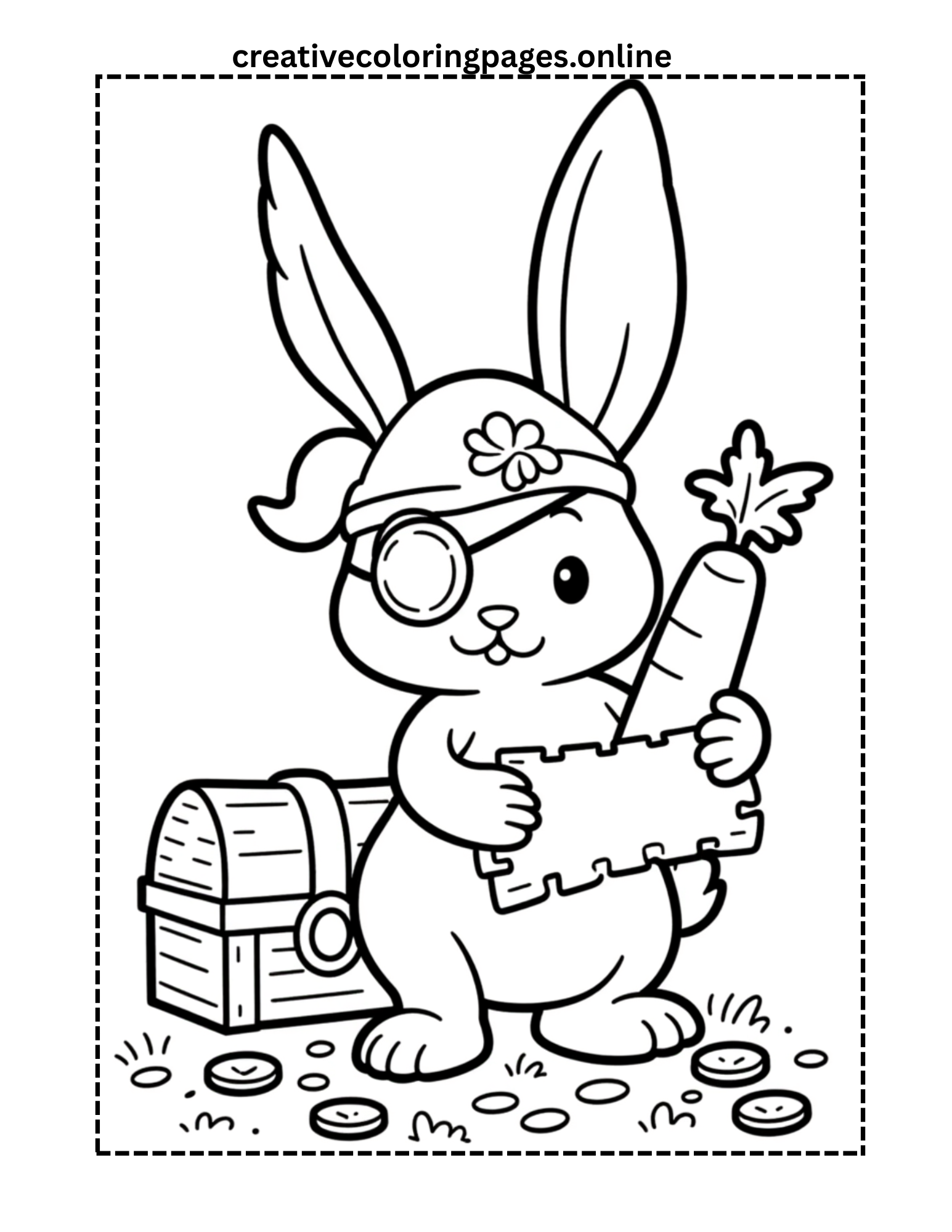 Pirate Bunny Coloring Page Free Printable