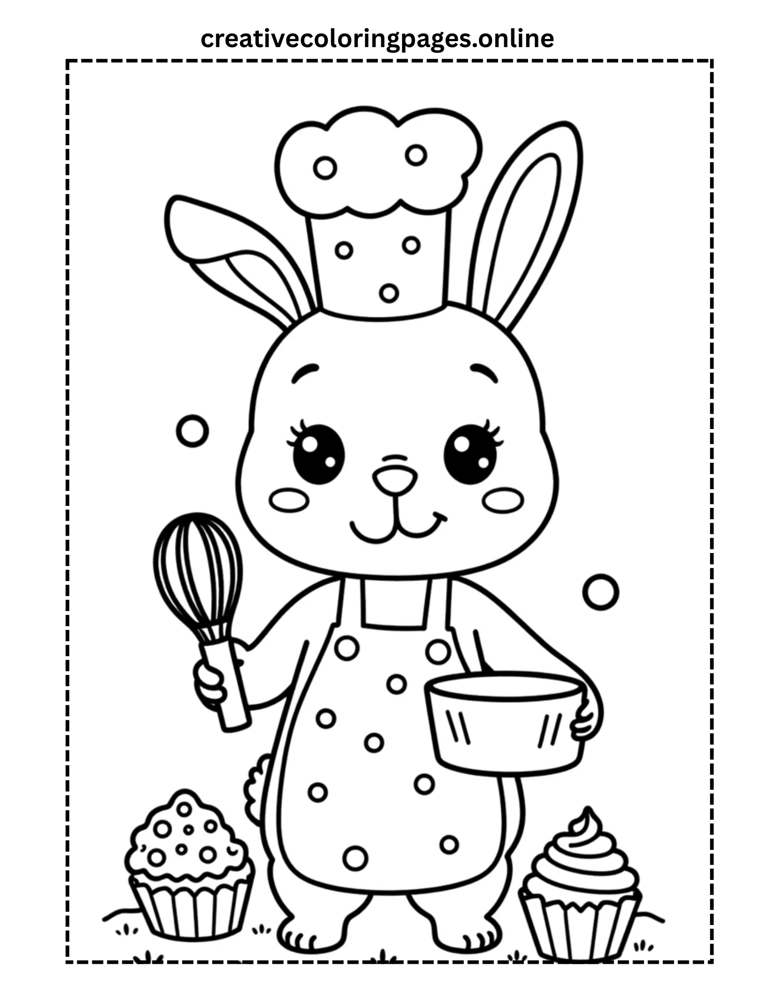 Cute Bunny Chef Coloring Page Free Printable
