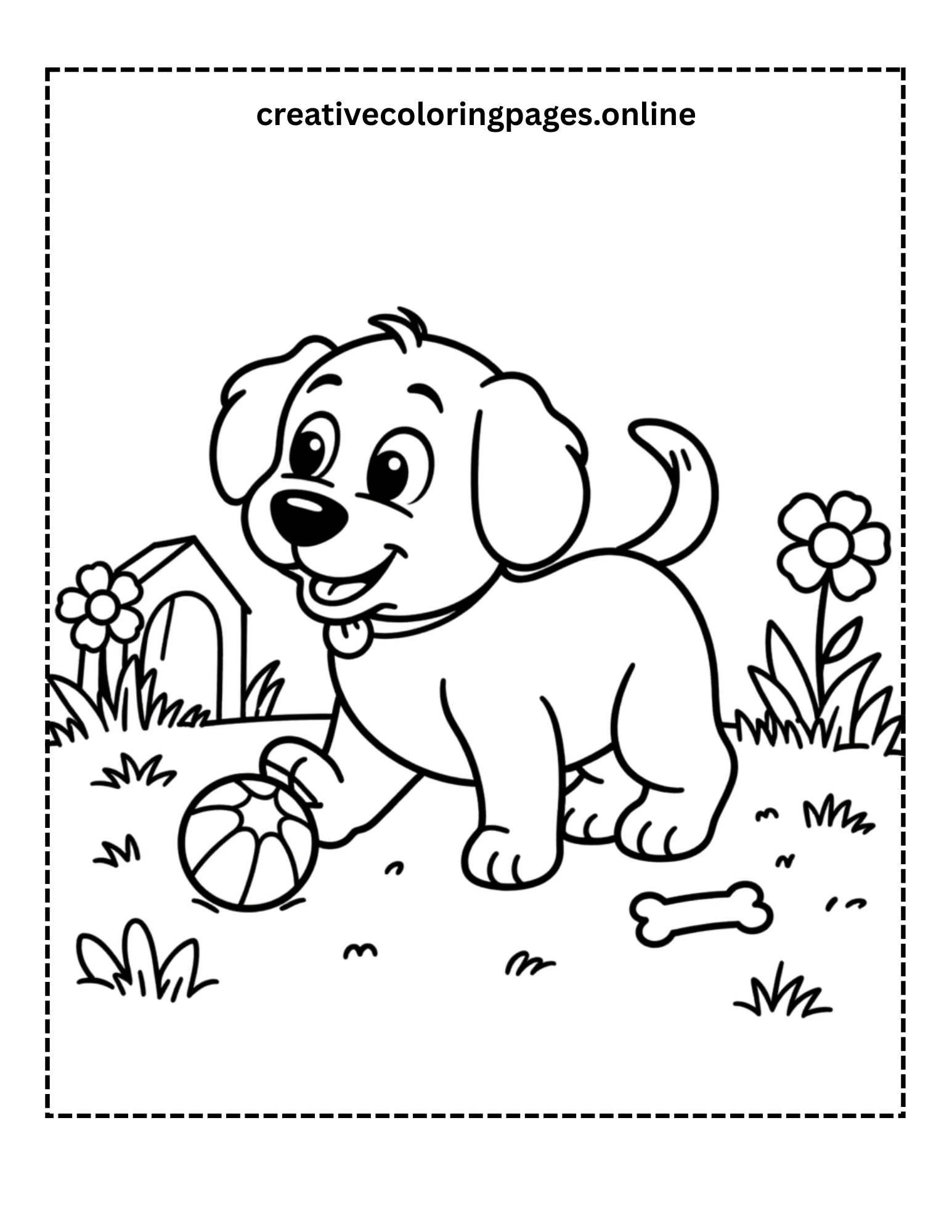 Free Printable Cute Puppy Coloring Page