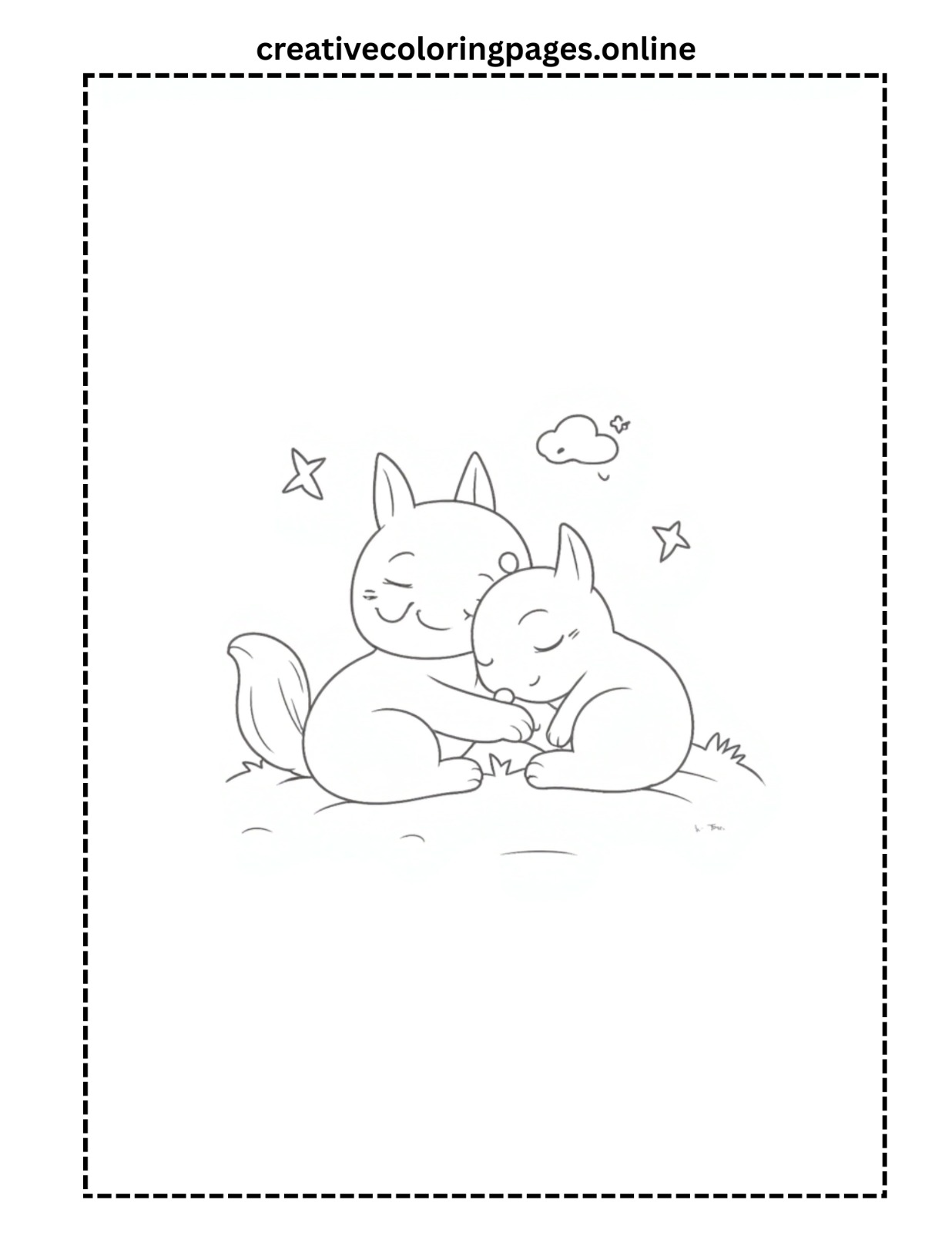 Chip and Dale Hugging Coloring Page PDF - Image 1