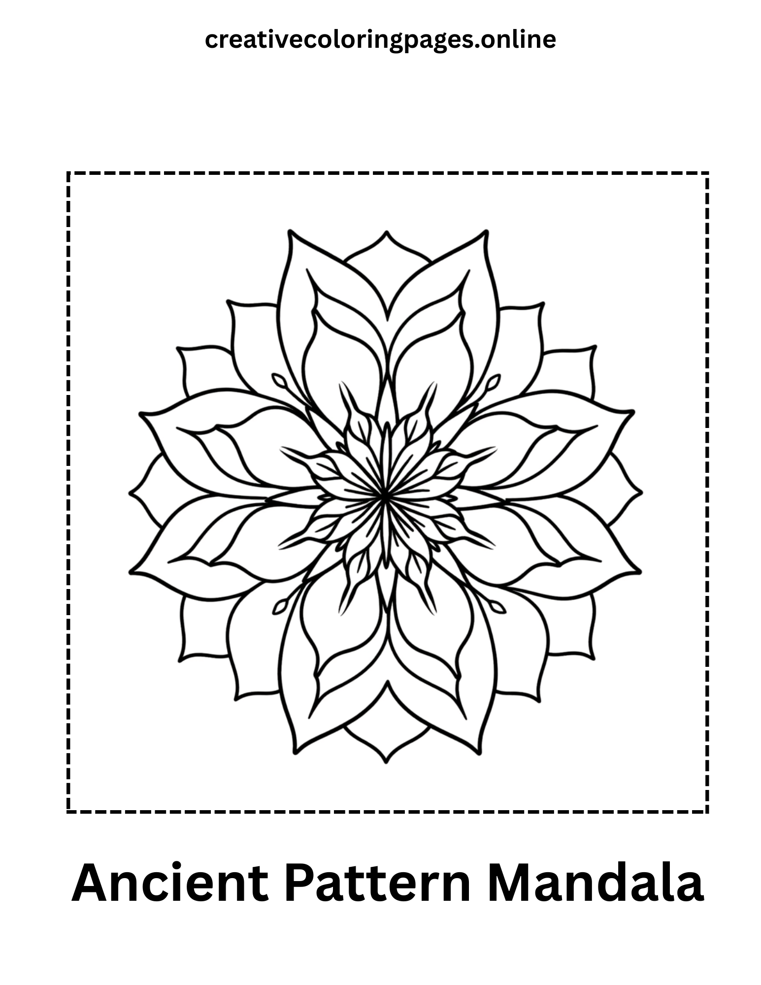 Free Printable Ancient Pattern Mandala Coloring Page