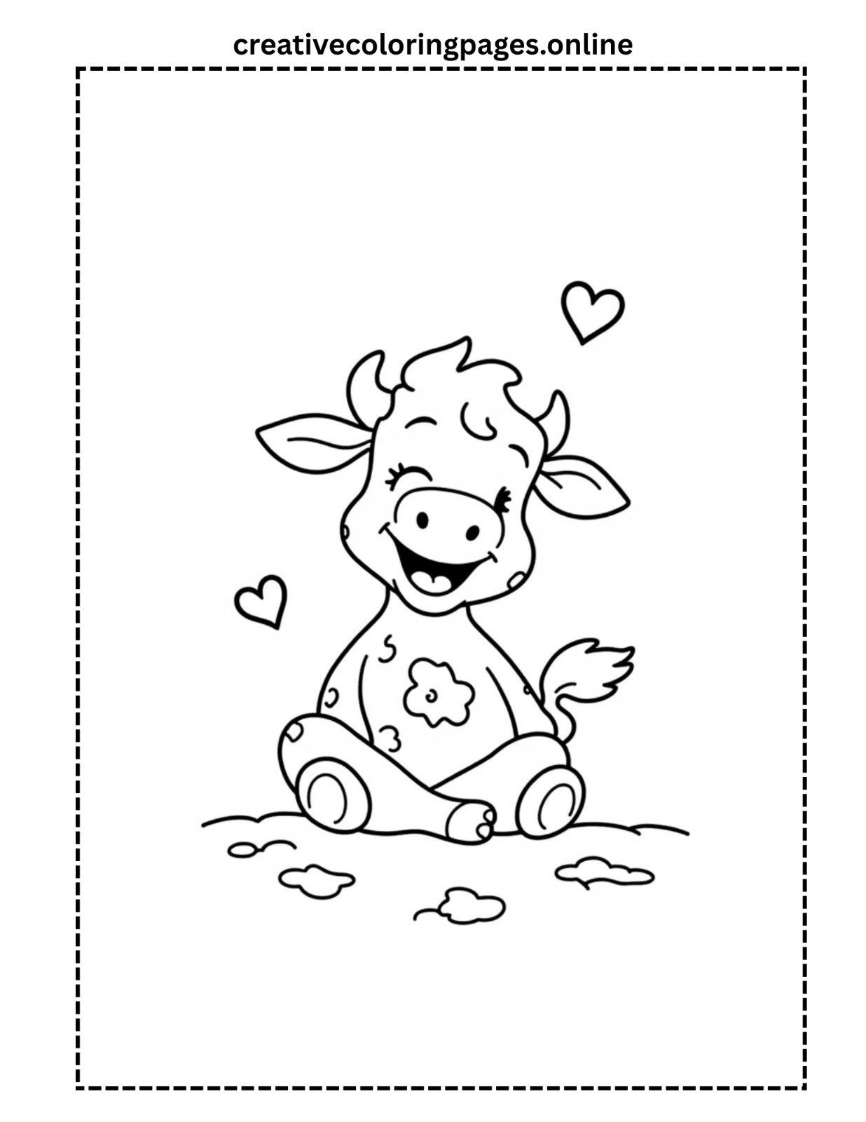 Clarabelle Cow Sitting Coloring Page PDF