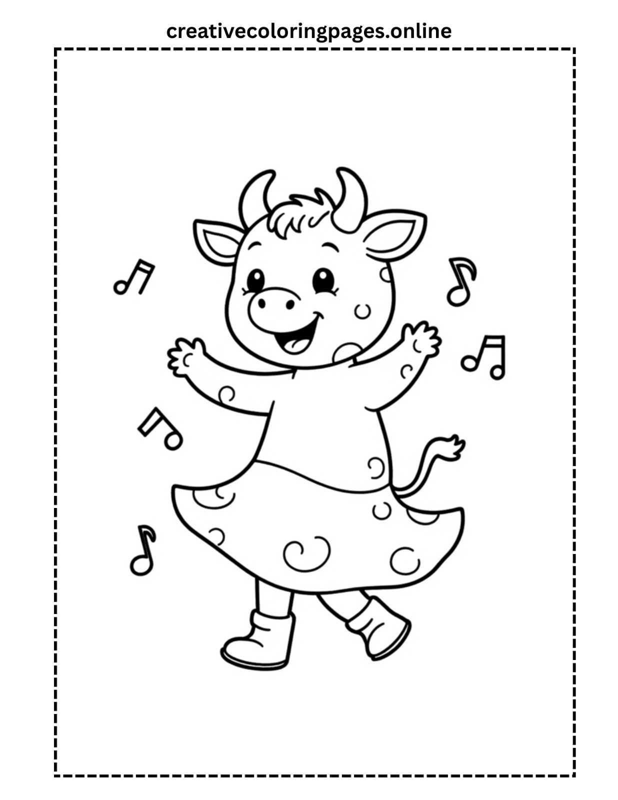Clarabelle Cow Dancing Coloring Page PDF