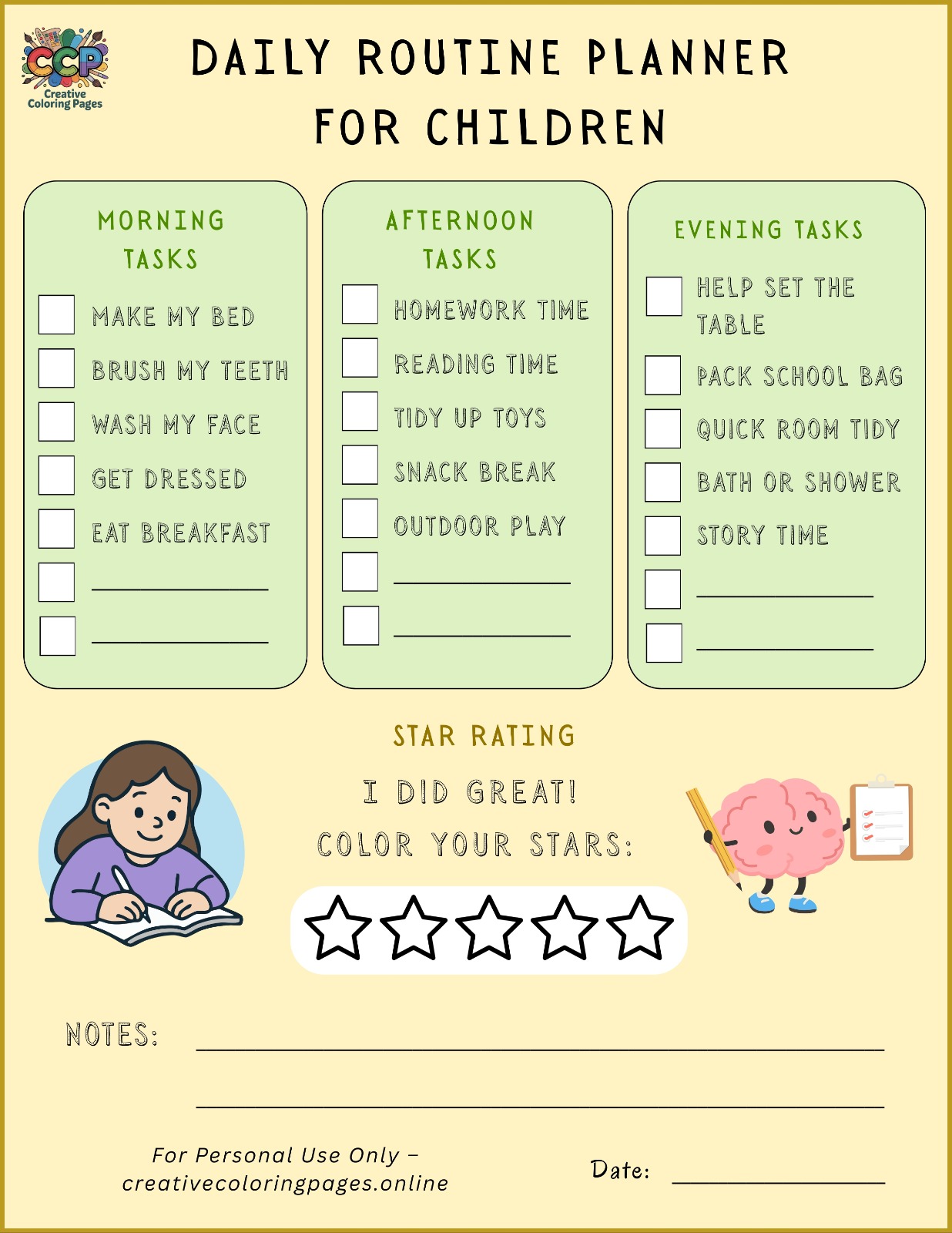 Fun Daily Routine Planner for Kids - Stay Organized!