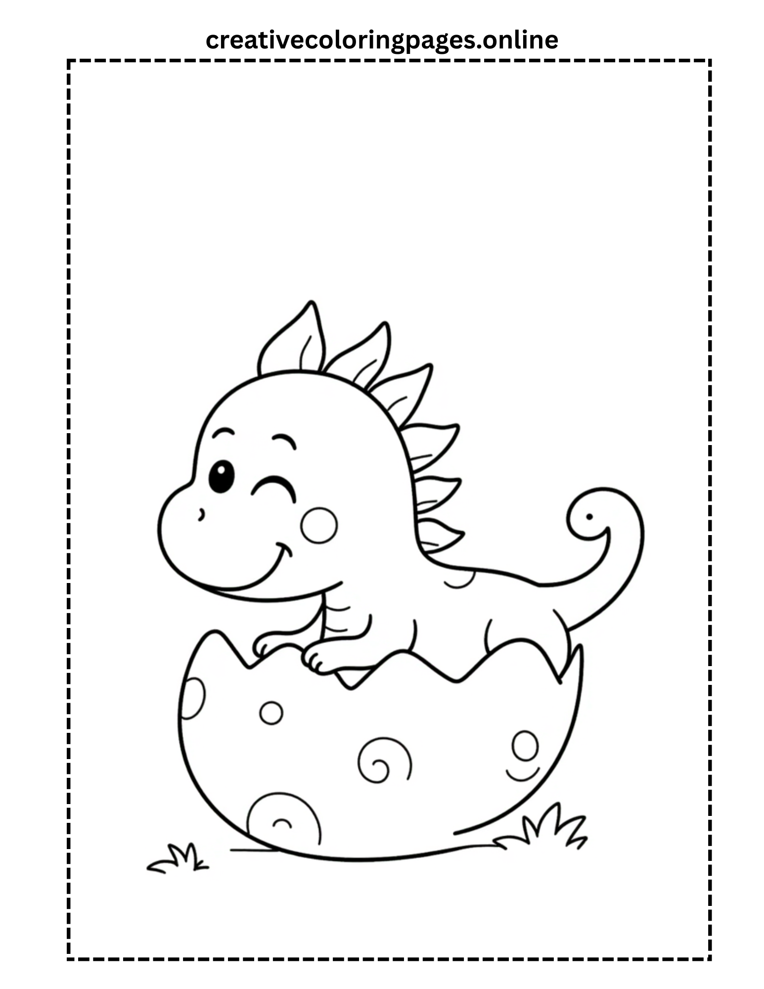 Baby Dinosaur Coloring Page - Hatching from Egg