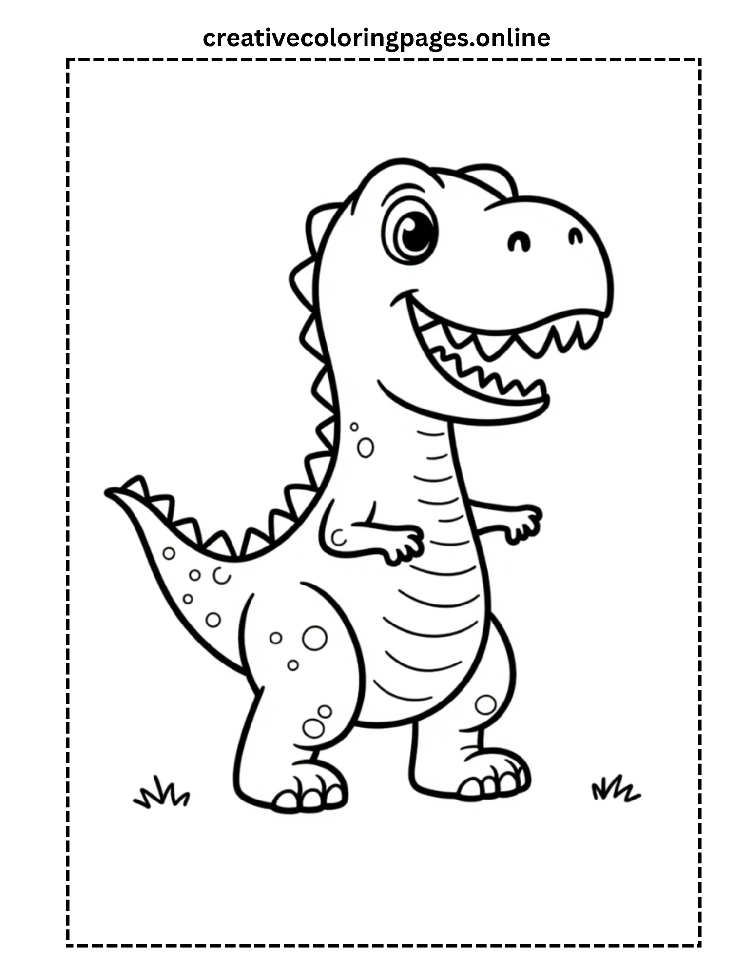 Cute T-Rex Coloring Page - Friendly Dinosaur