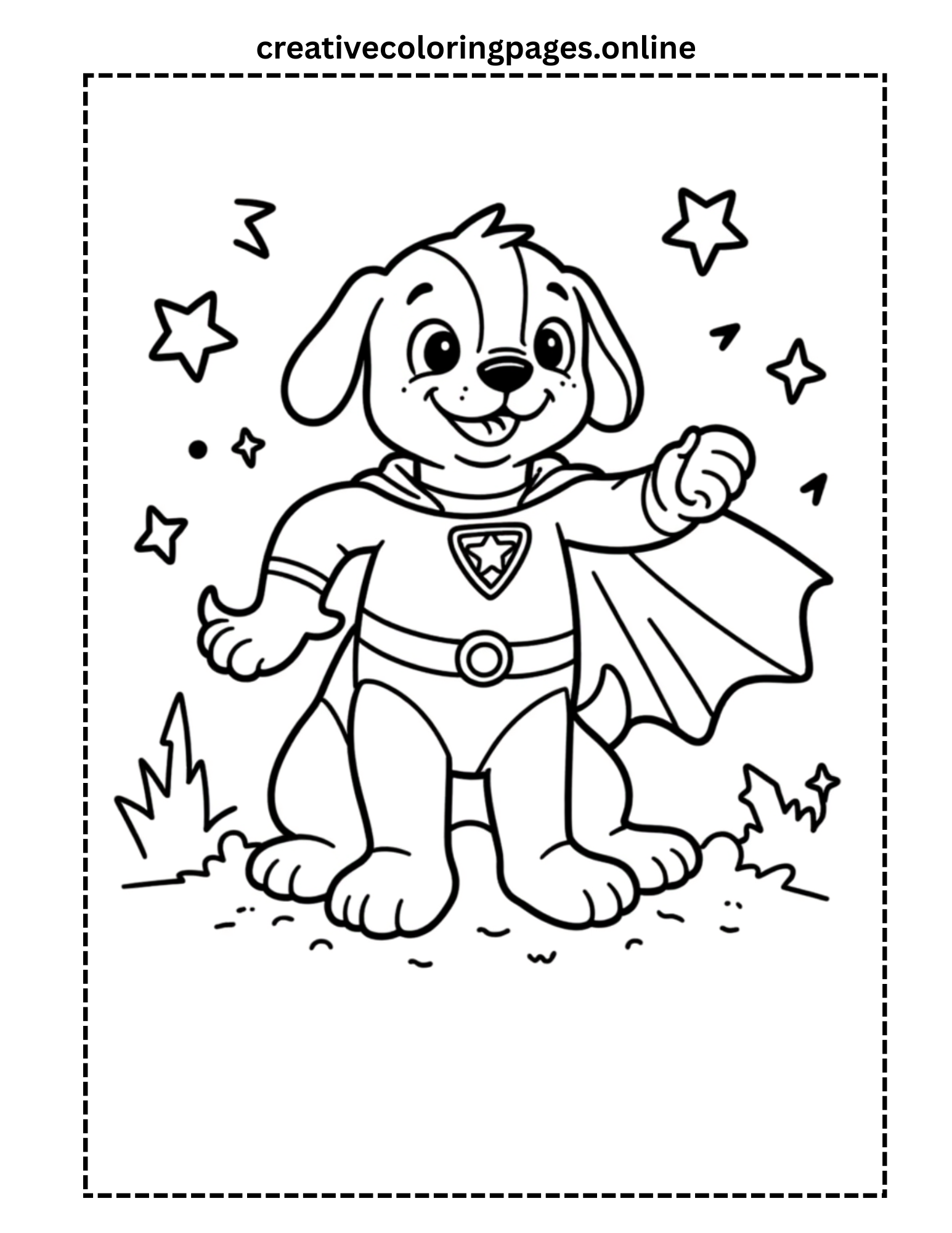 Superhero Dog Coloring Page - Cute Puppy Hero