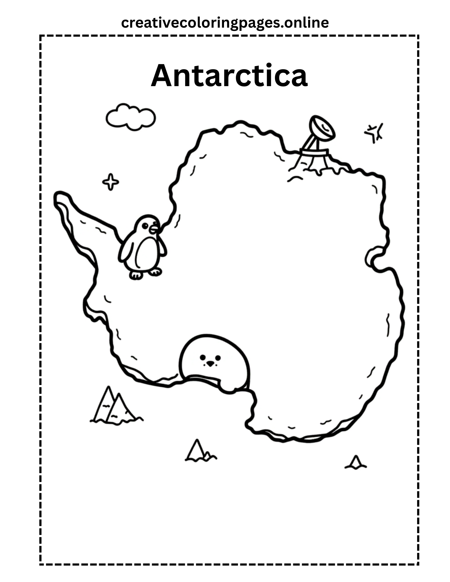 Antarctica Coloring Page - Continent & Animals