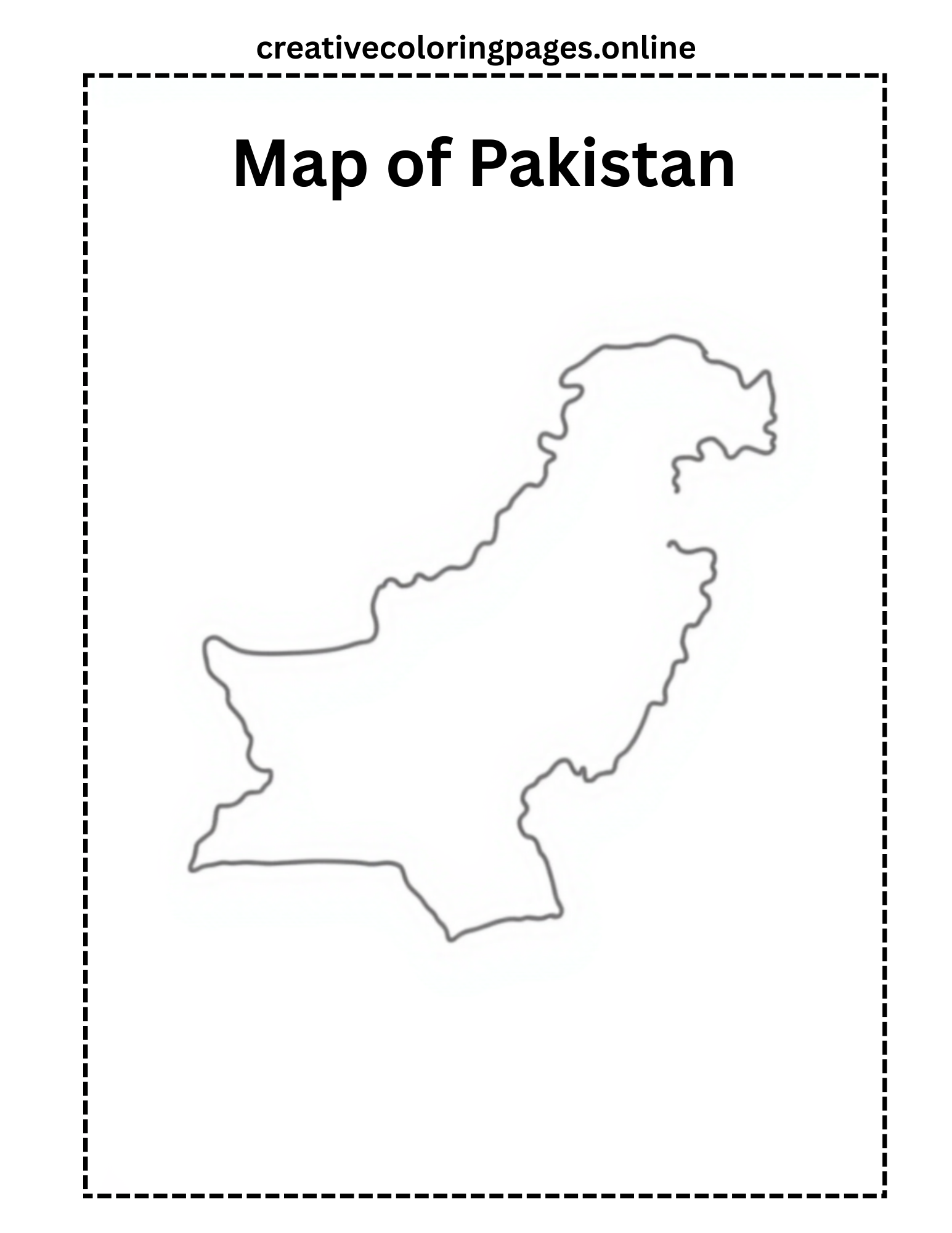 Pakistan Map Coloring Page - Country Outline
