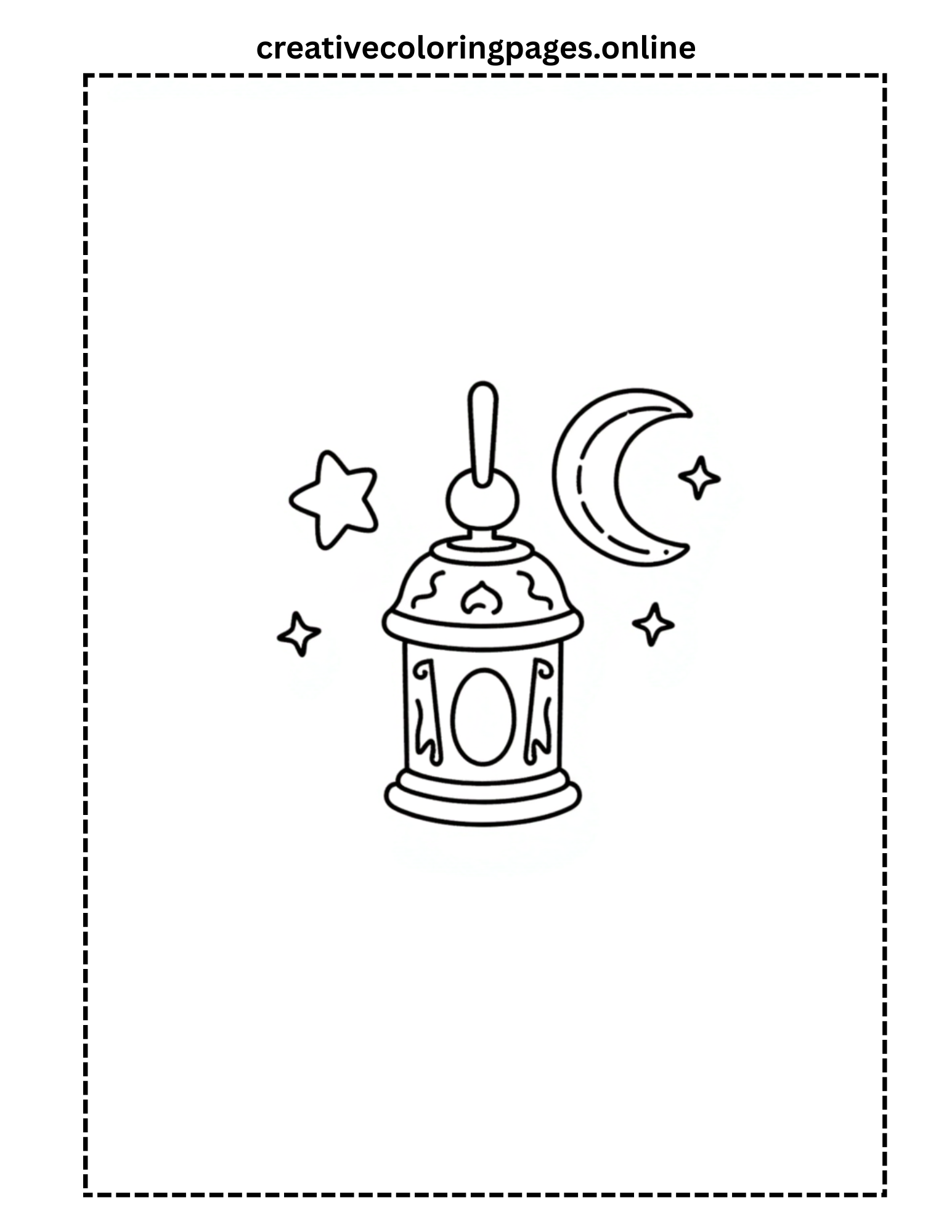 Ramadan Lantern Coloring Page - Moon & Stars