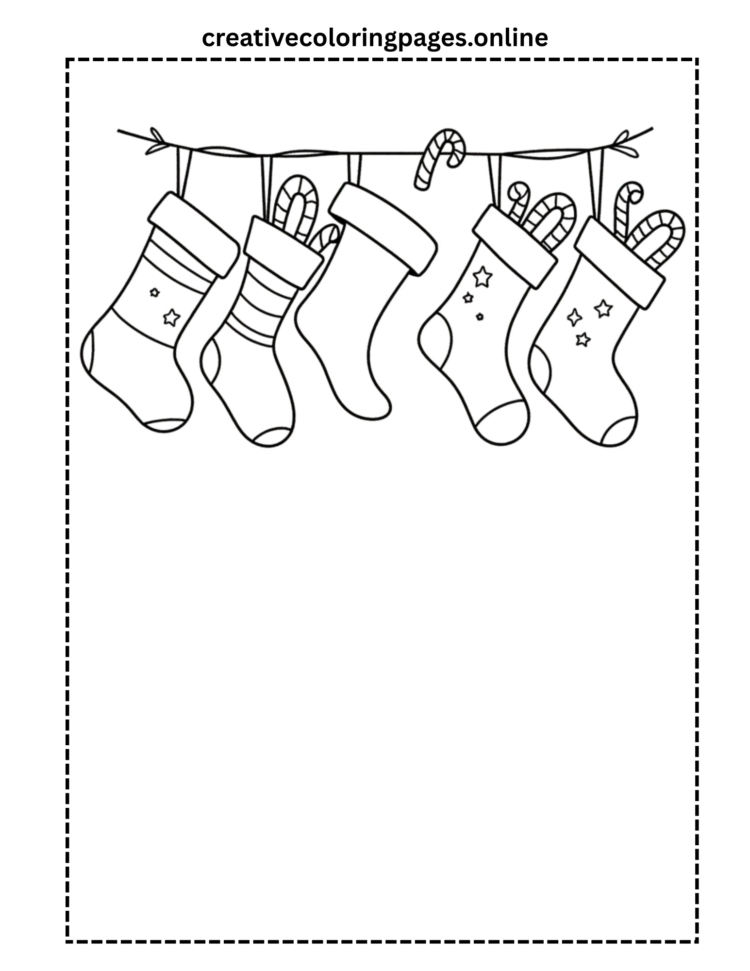 Christmas Stockings Coloring Page - Candy Canes