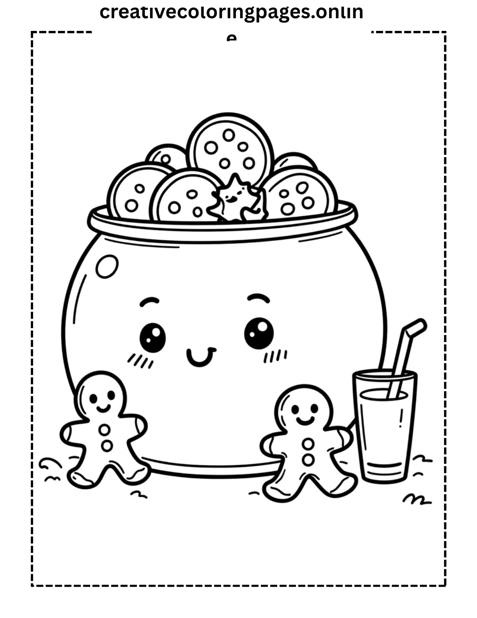 Kawaii Cookie Jar Coloring Page - Cute Food