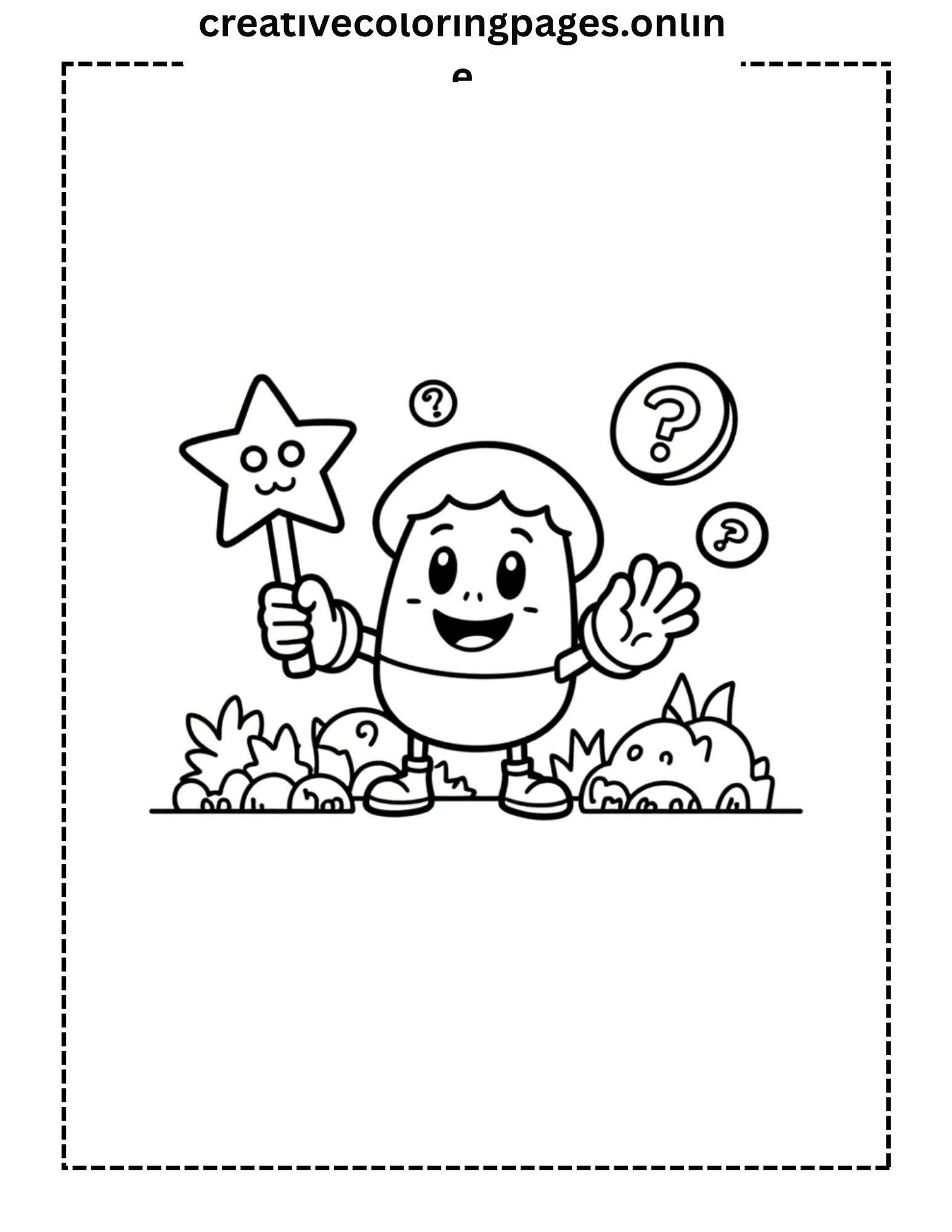 Learning Character Coloring Page - Star Wand Questions