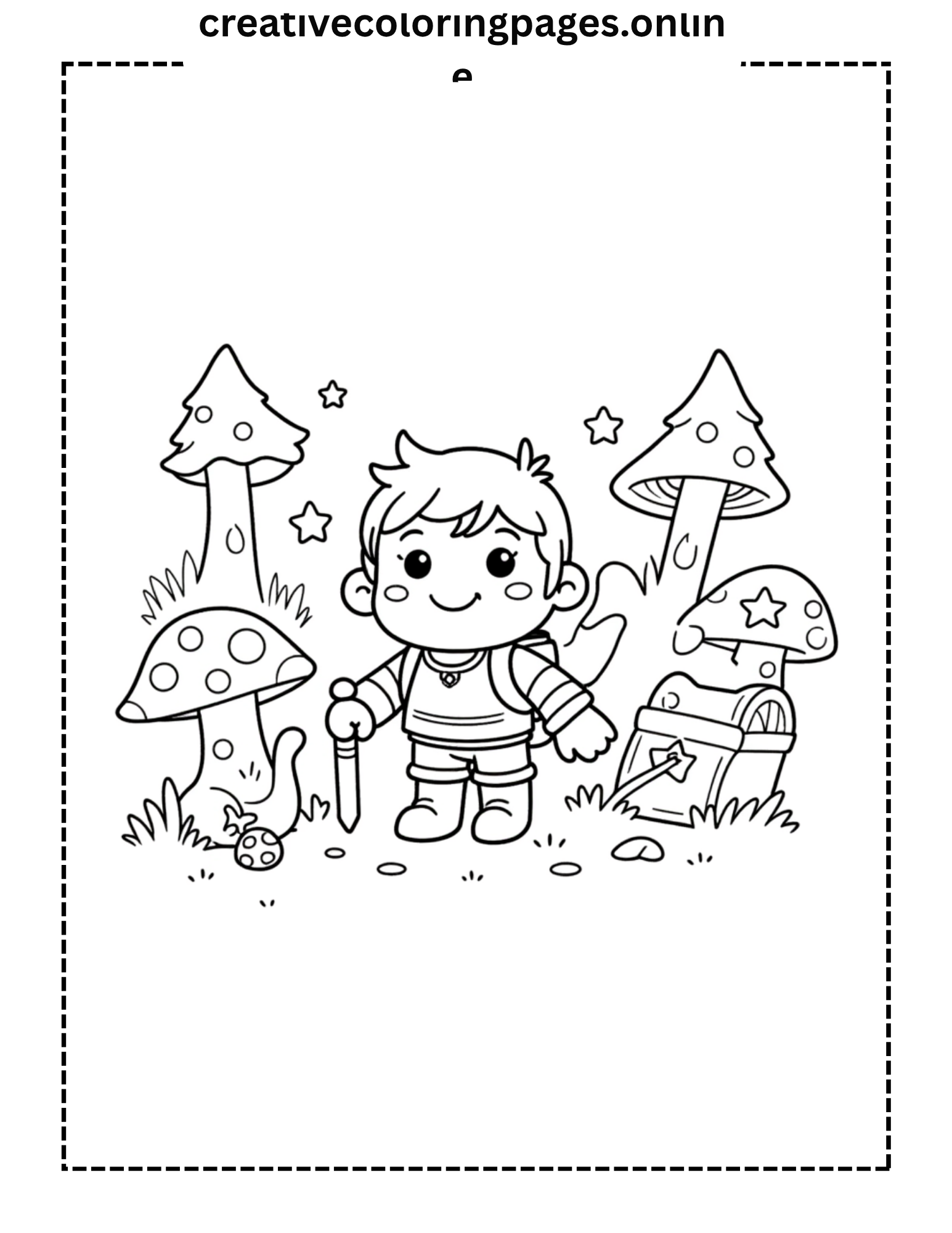 Mushroom Forest Adventure Coloring Page - Treasure