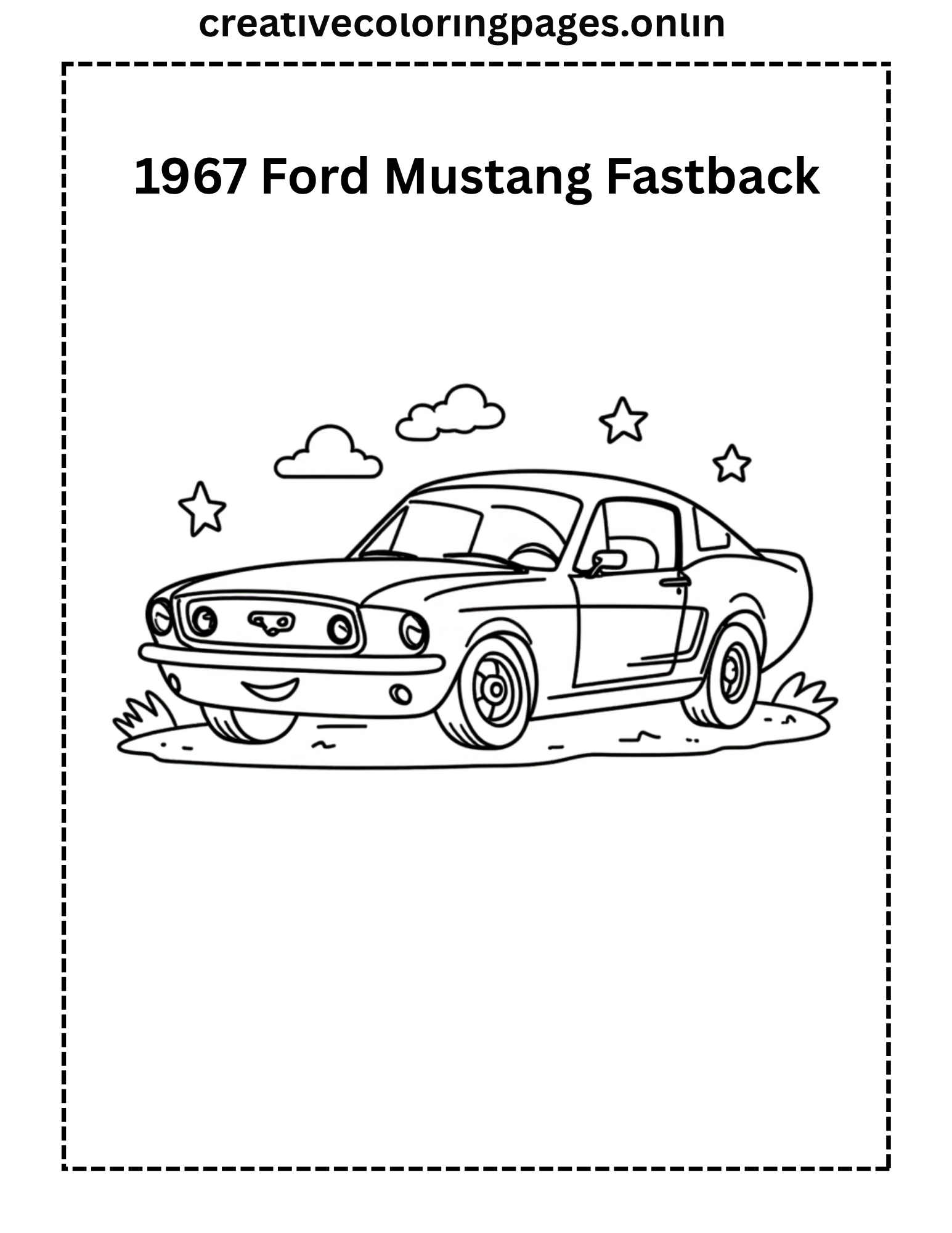 1967 Ford Mustang Fastback Coloring Page - Classic Car 
