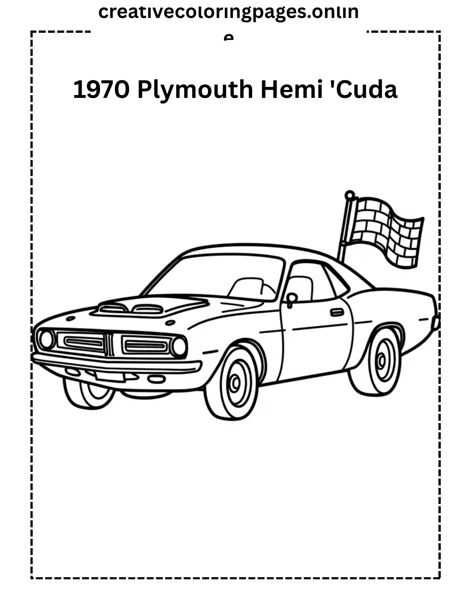 1970 Plymouth Hemi 'Cuda Coloring Page - Muscle Car