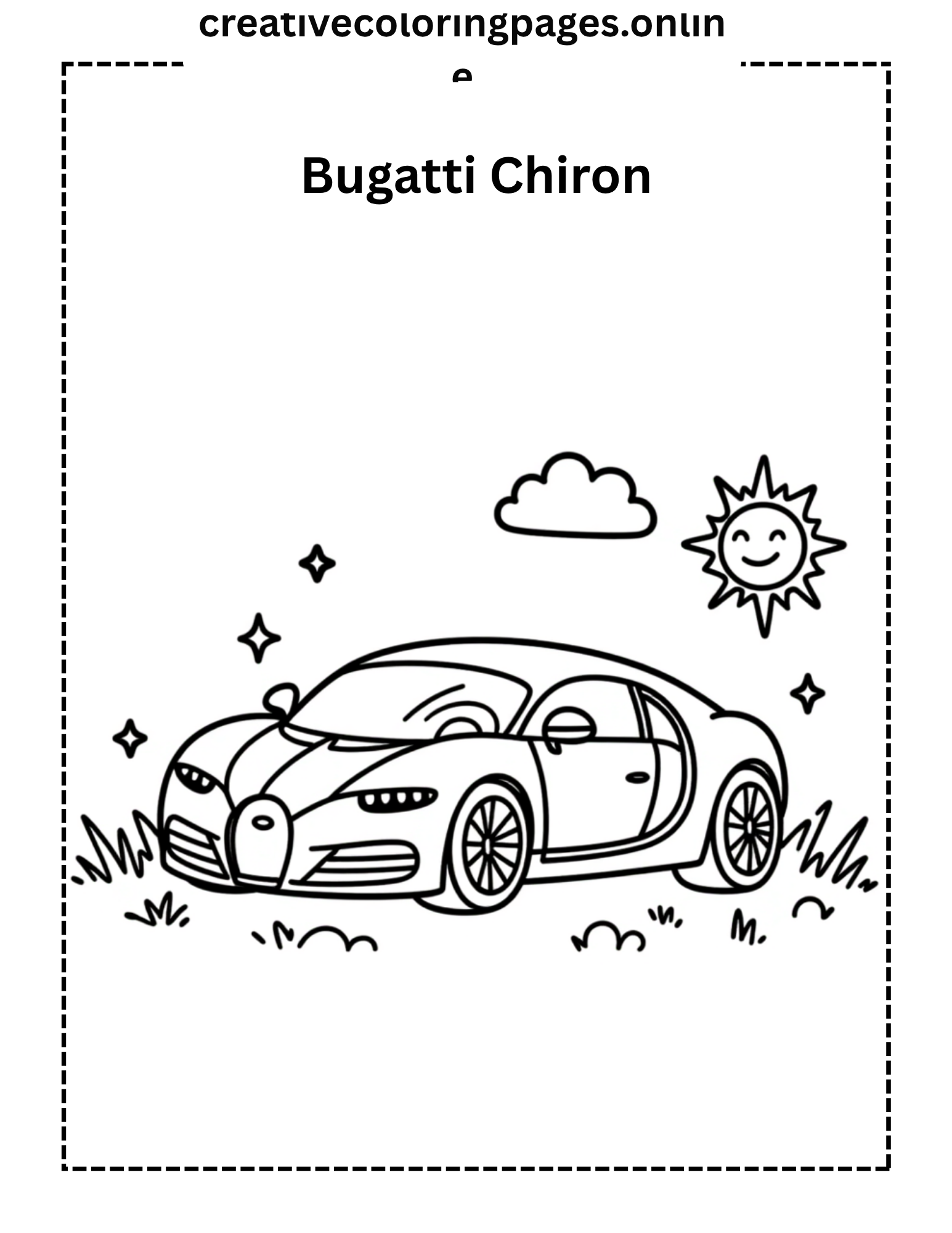 Bugatti Chiron Coloring Page - Cute Car
