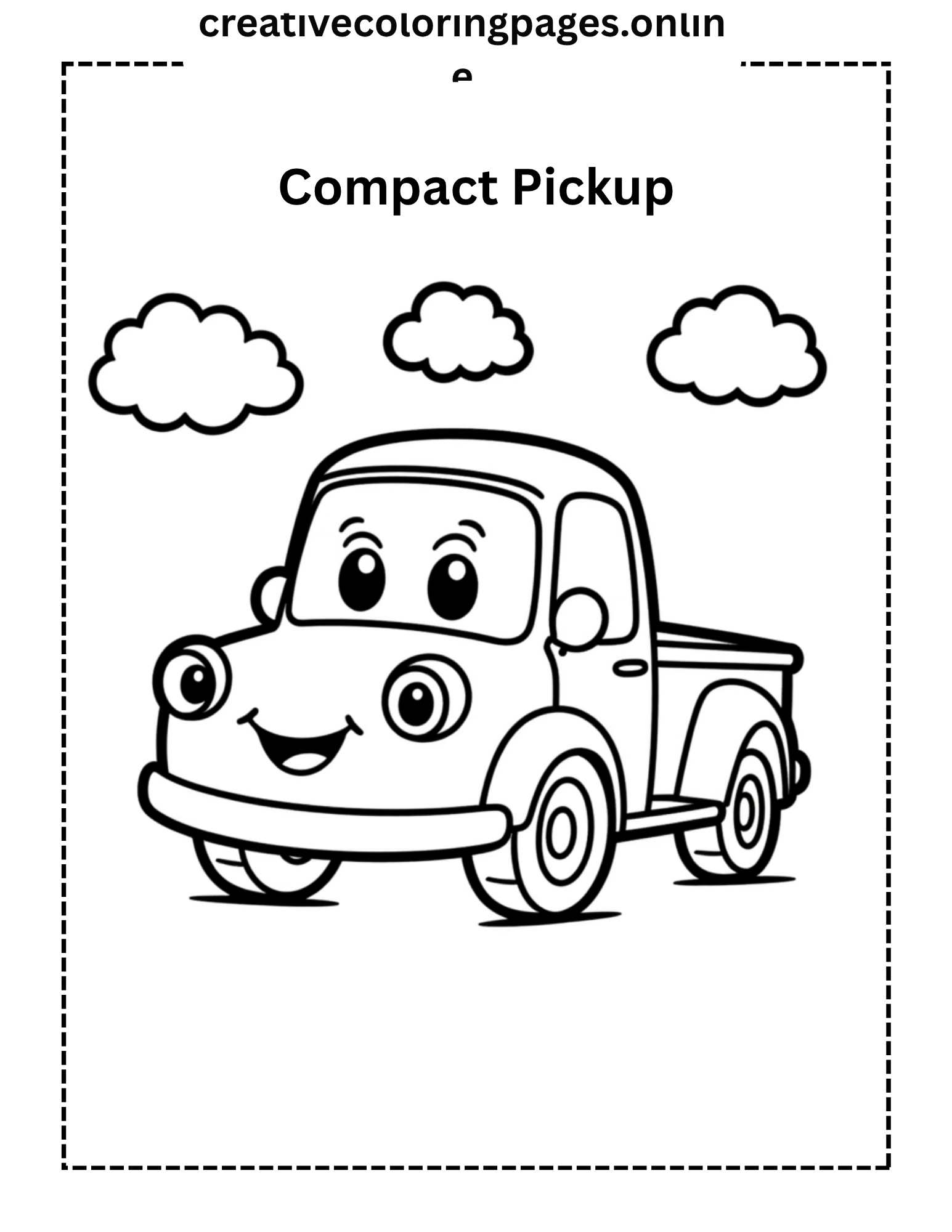 Compact Pickup Coloring Page - Cute Truck