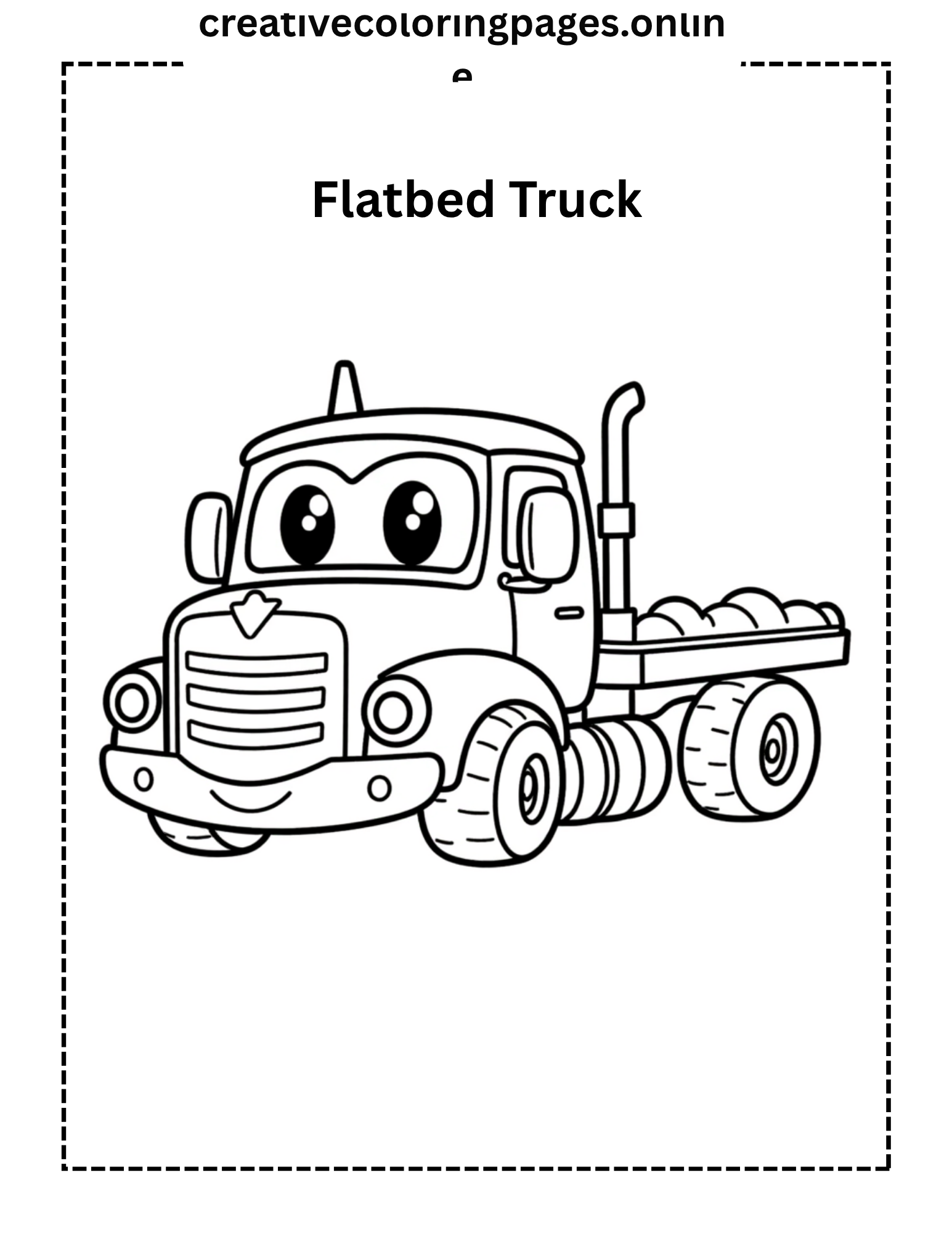 Flatbed Truck Coloring Page - Cute Vehicle