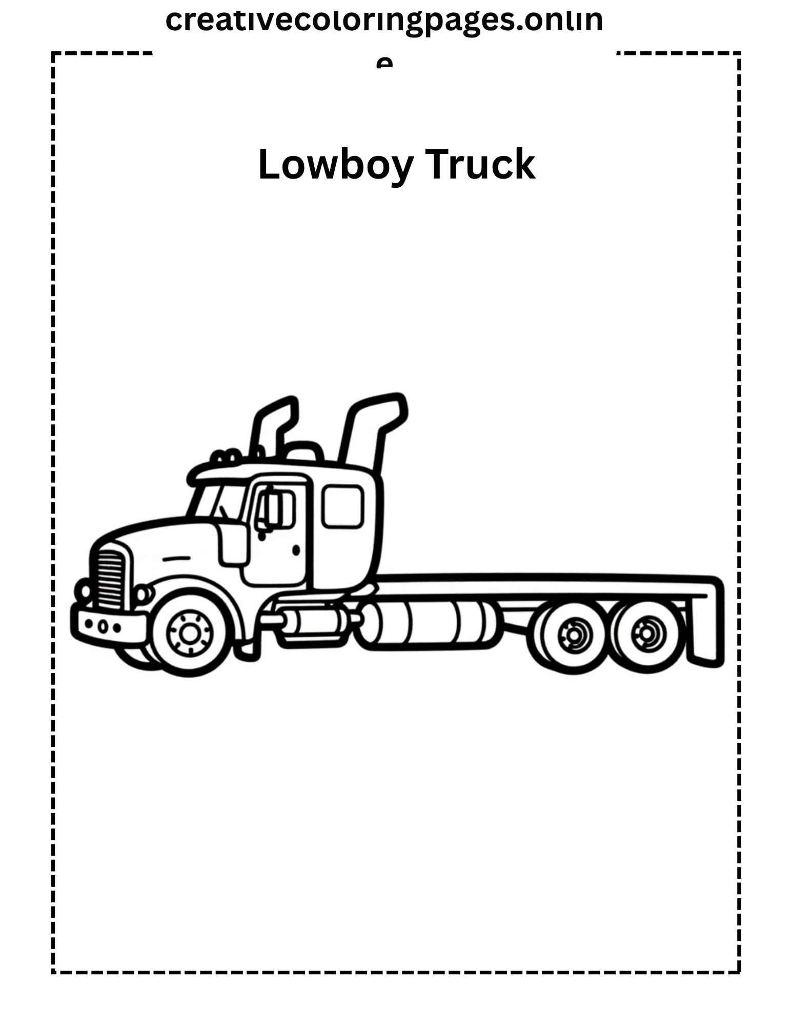 Lowboy Truck Coloring Page - Heavy Equipment