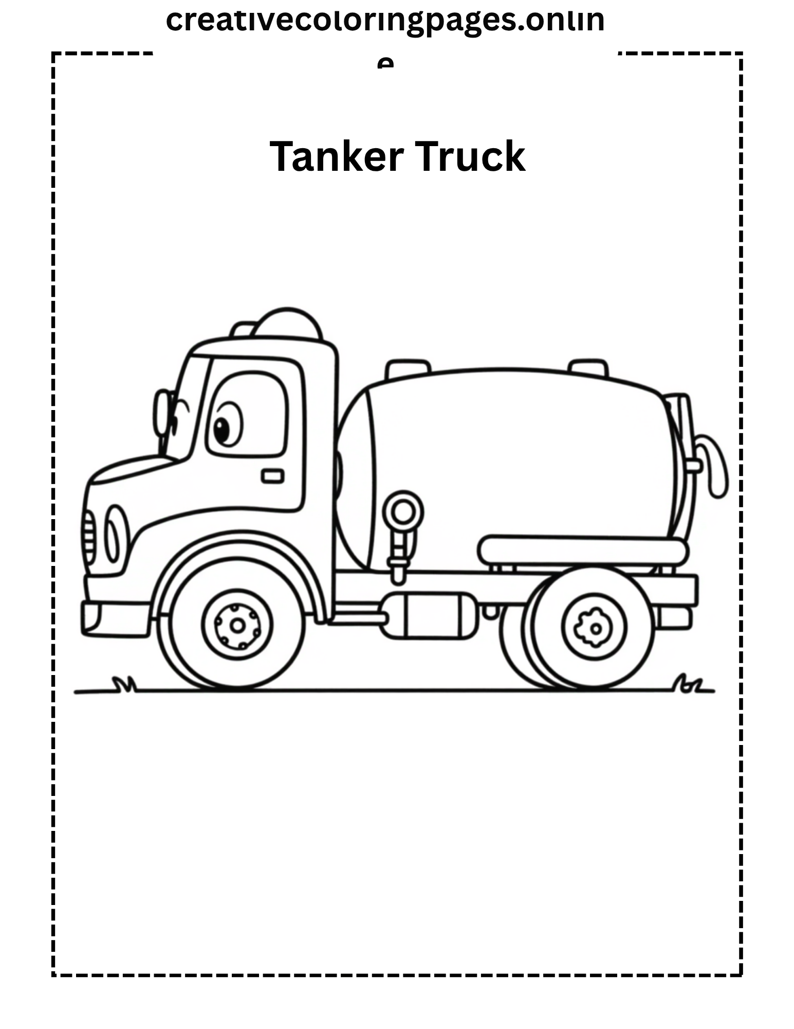 Tanker Truck Coloring Page - Cute Vehicle