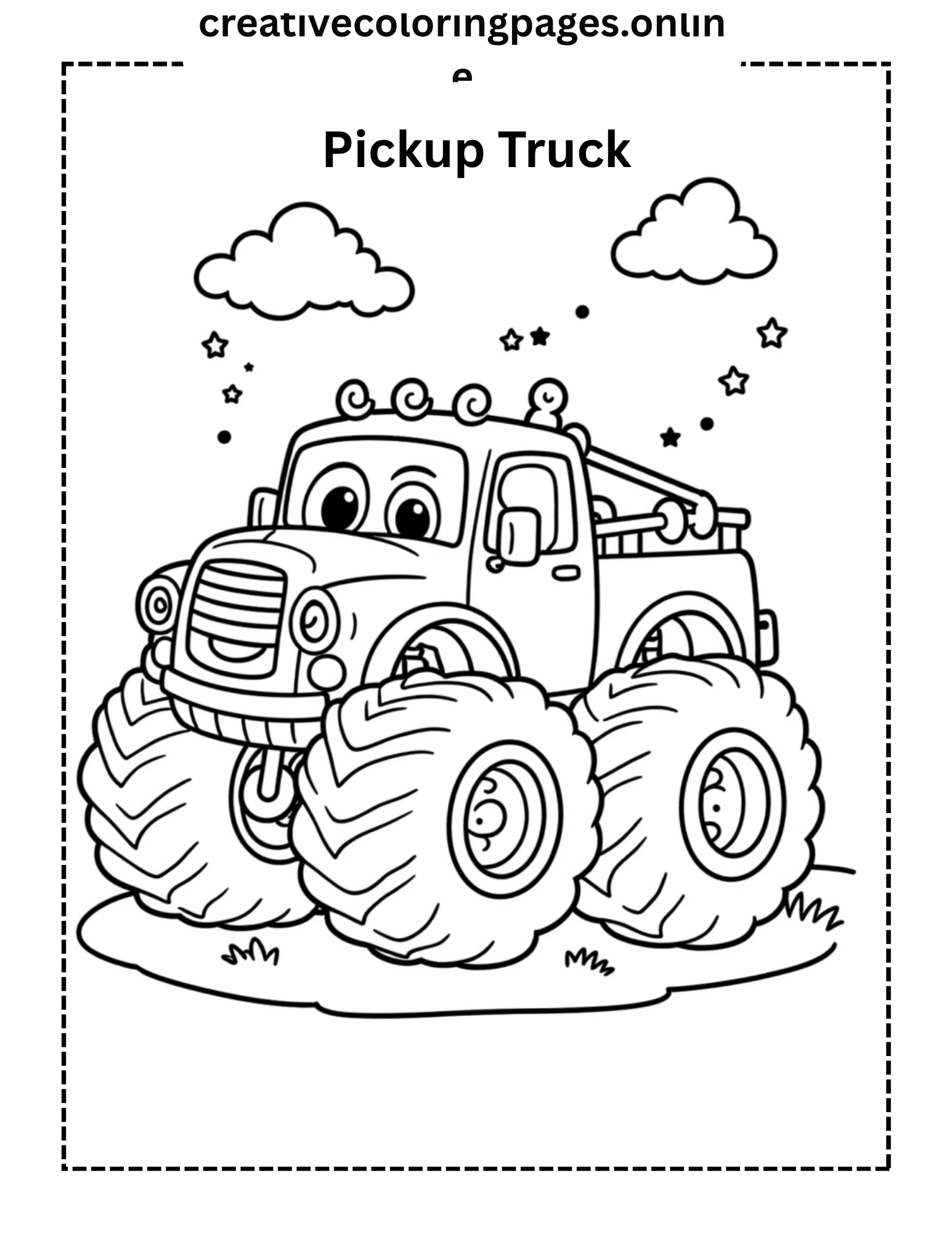 Pickup Truck Coloring Page - Monster Wheels