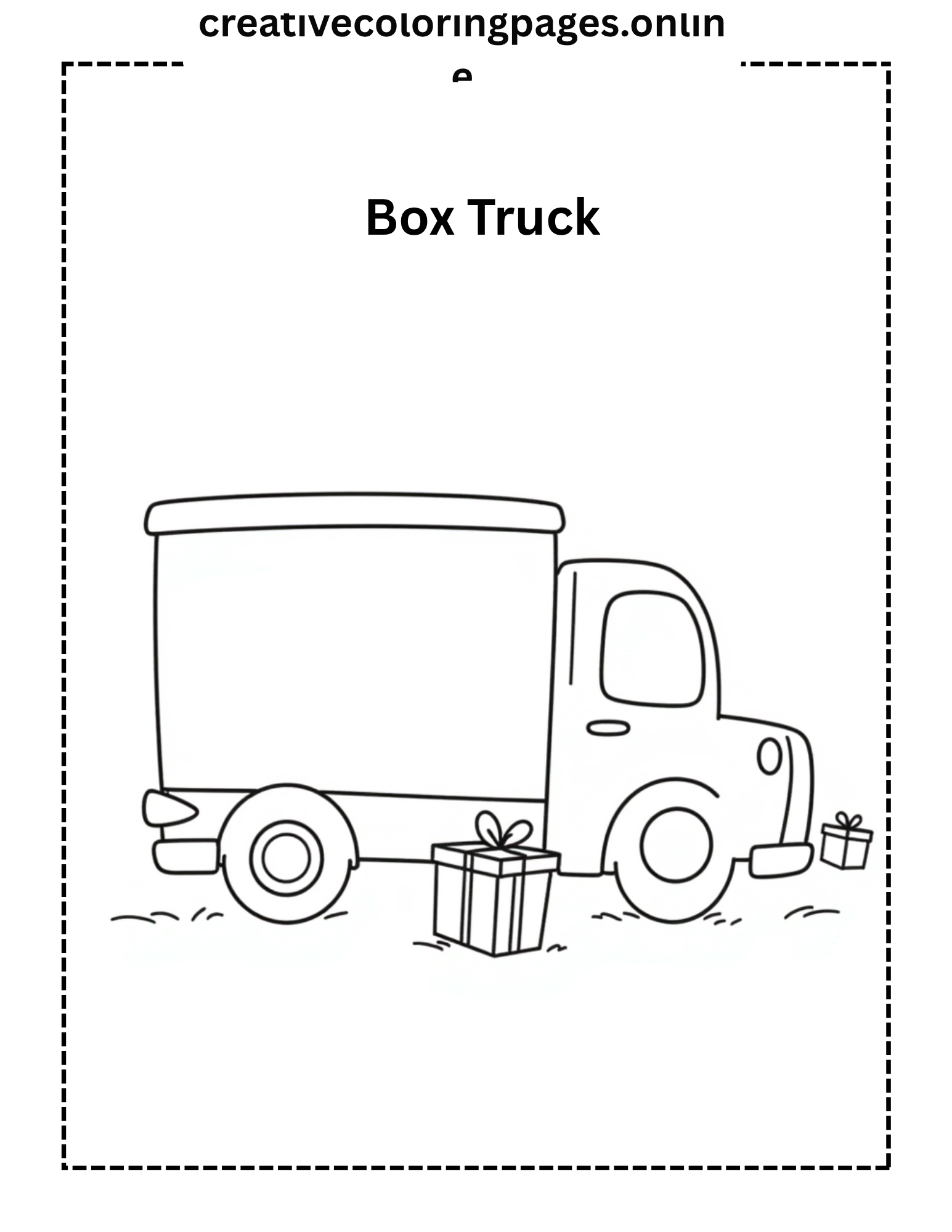 Box Truck Coloring Page - Cute Delivery Truck