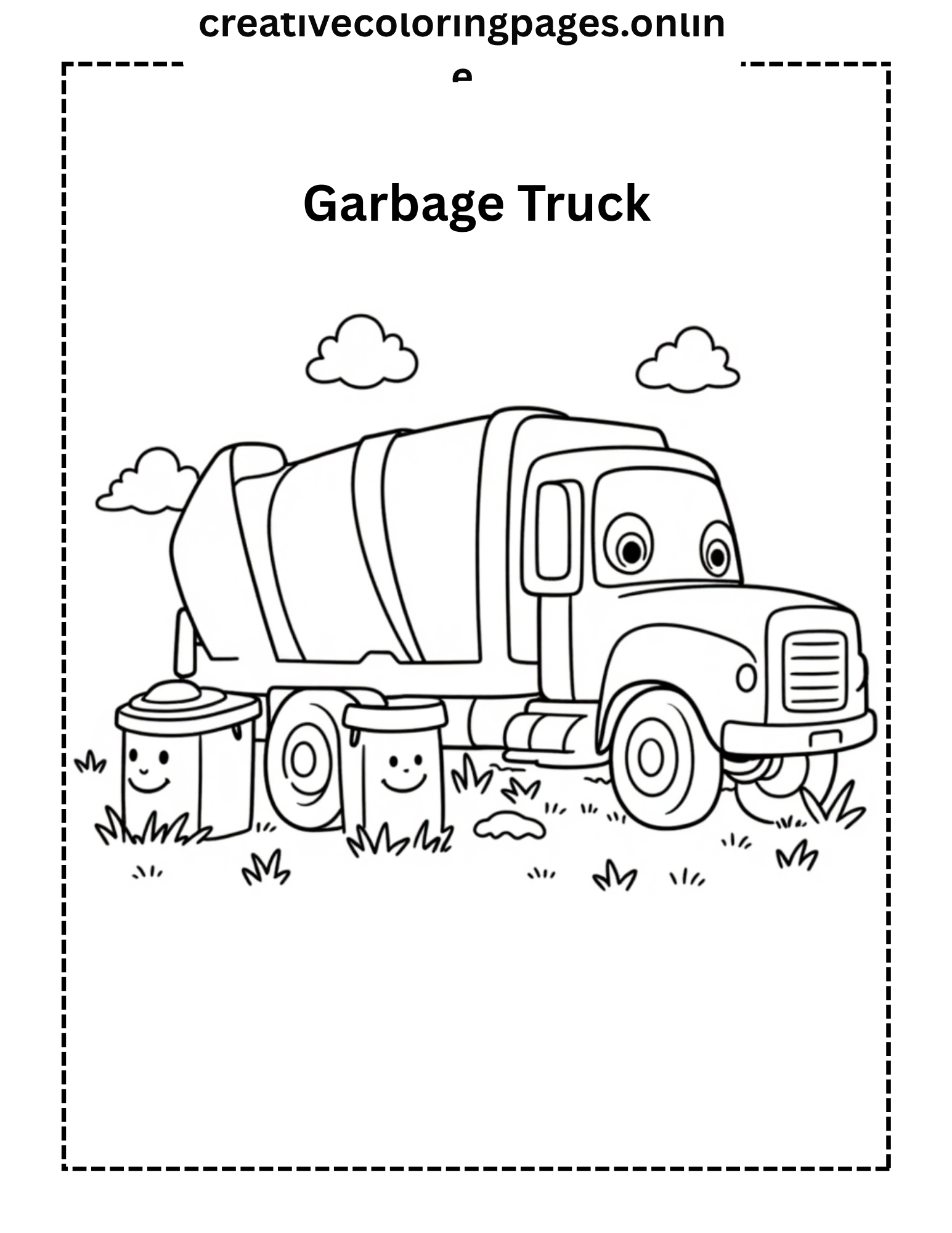 Free Garbage Truck Coloring Page - Image 1