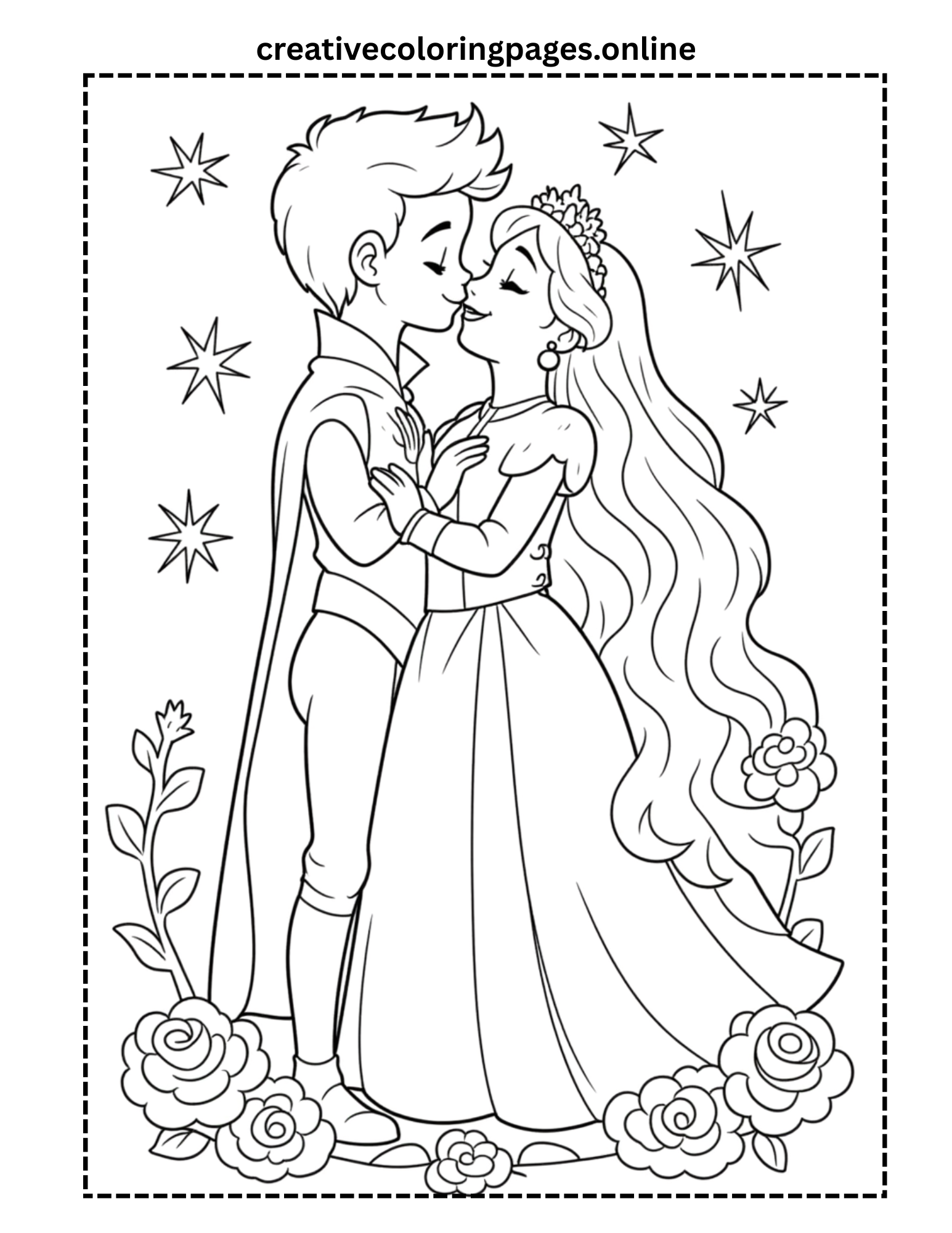 Free Prince and Princess Coloring Page - Image 1
