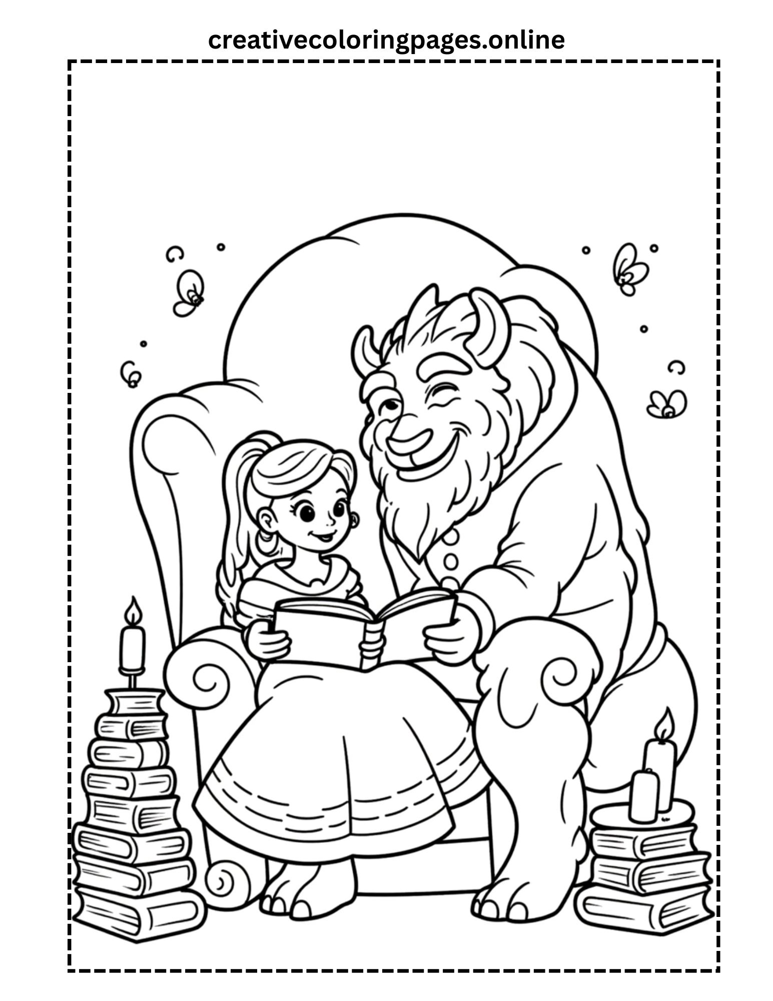 Free Beauty and the Beast Coloring Page - Image 1