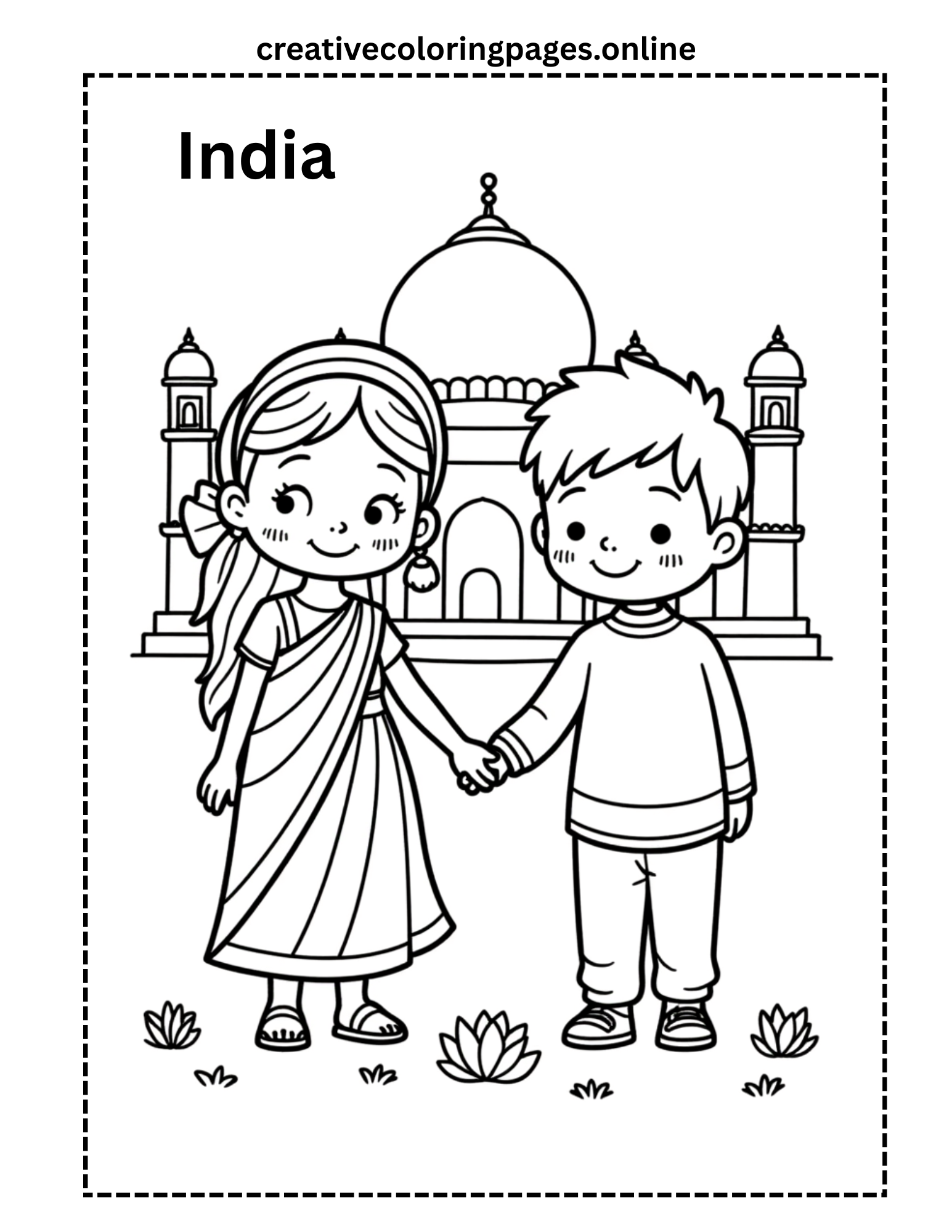 Free India Kids Coloring Page