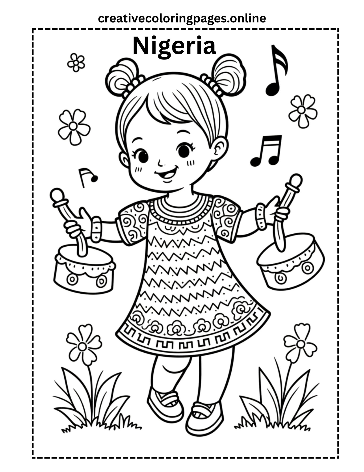 Free Nigeria Girl Coloring Page
