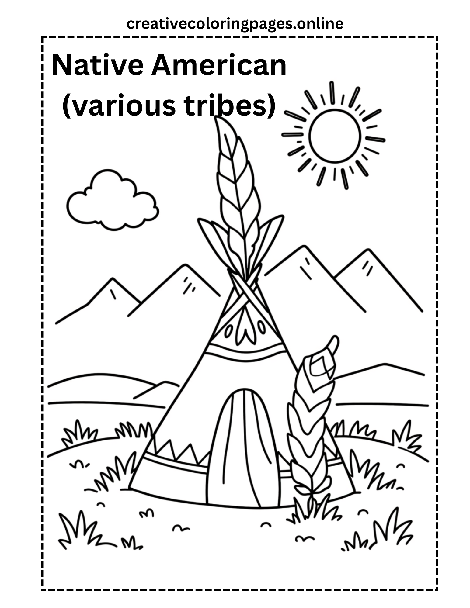 Free Native American Teepee Coloring Page