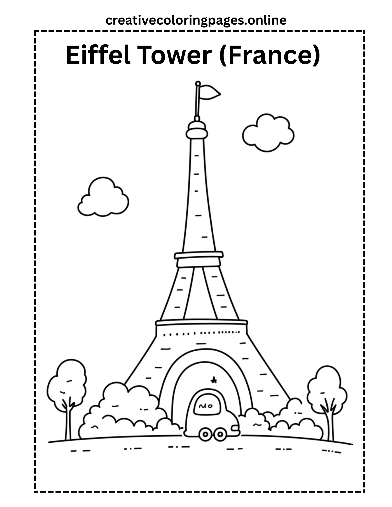 Free Eiffel Tower Coloring Page