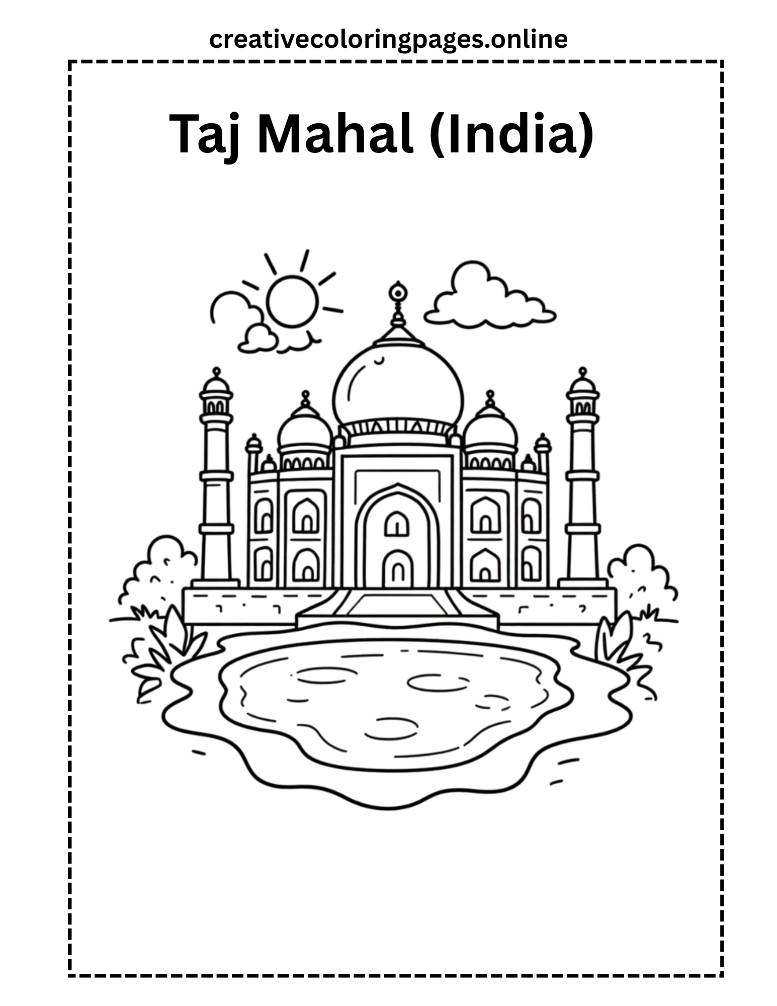 Free Taj Mahal Coloring Page
