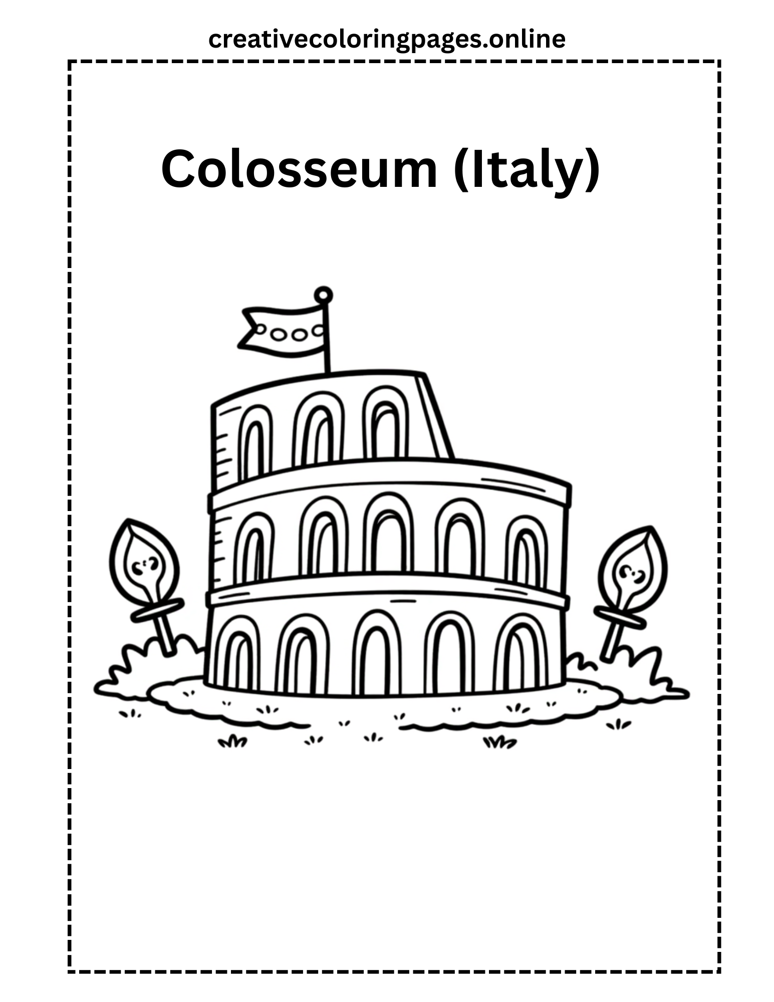 Free Colosseum Italy Coloring Page