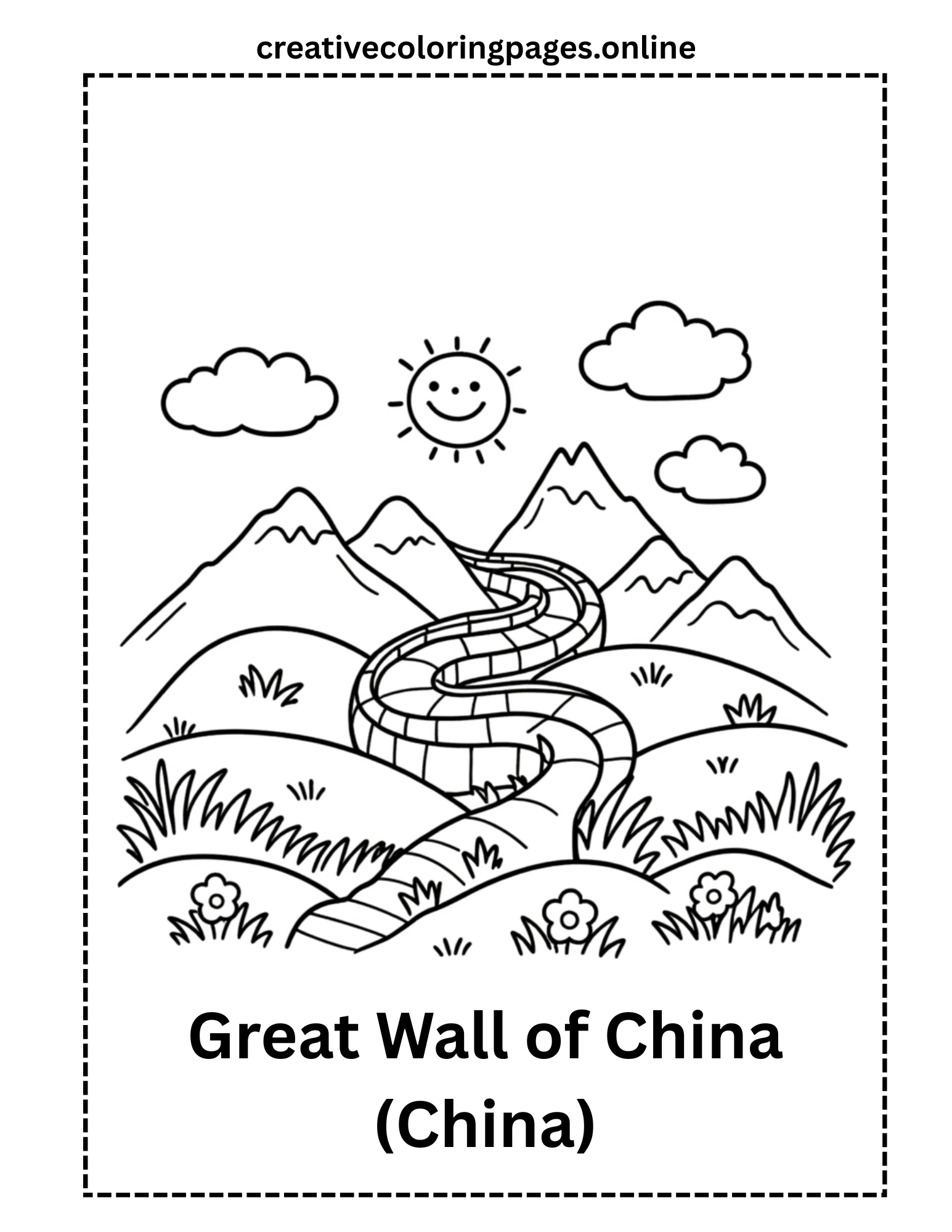 Free Great Wall of China Coloring Page