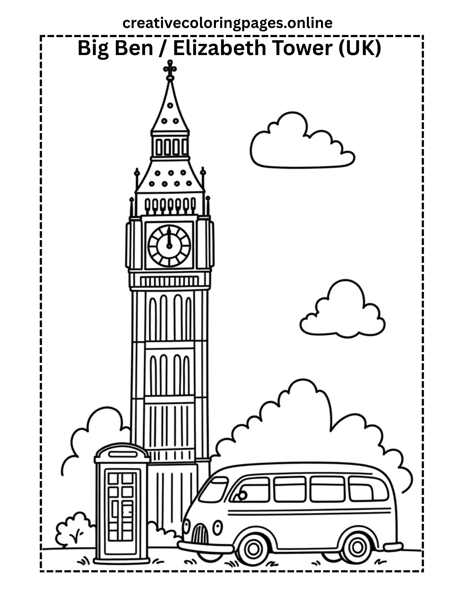 Free Big Ben London Coloring Page