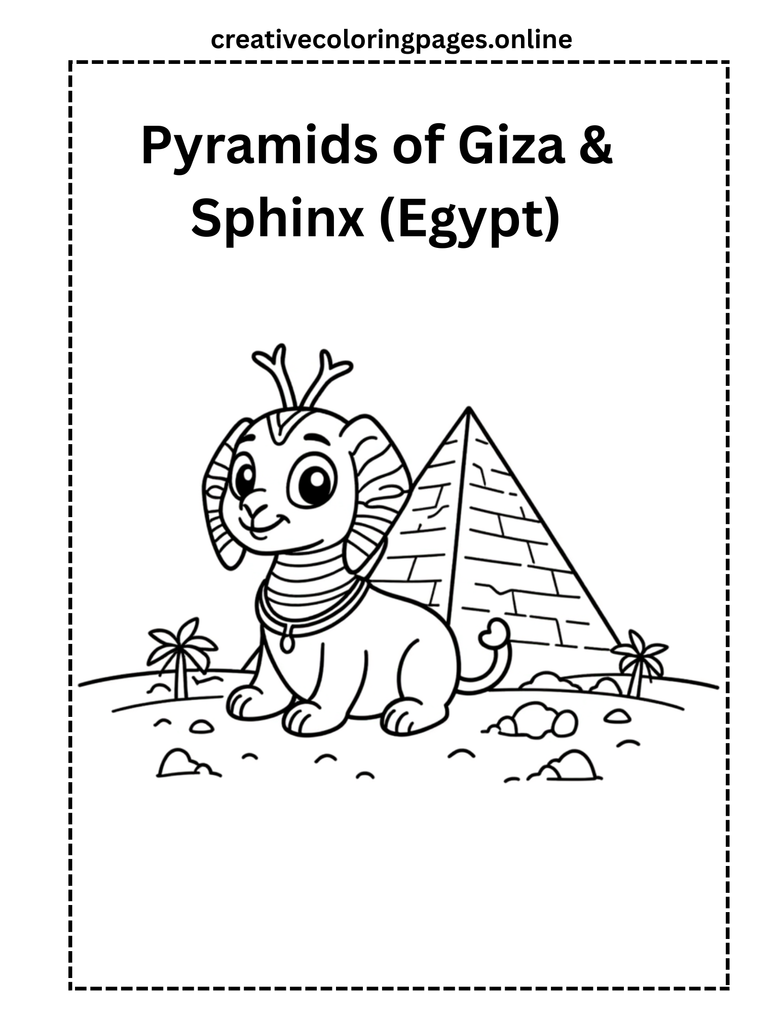 Egypt Pyramid & Sphinx Coloring Page