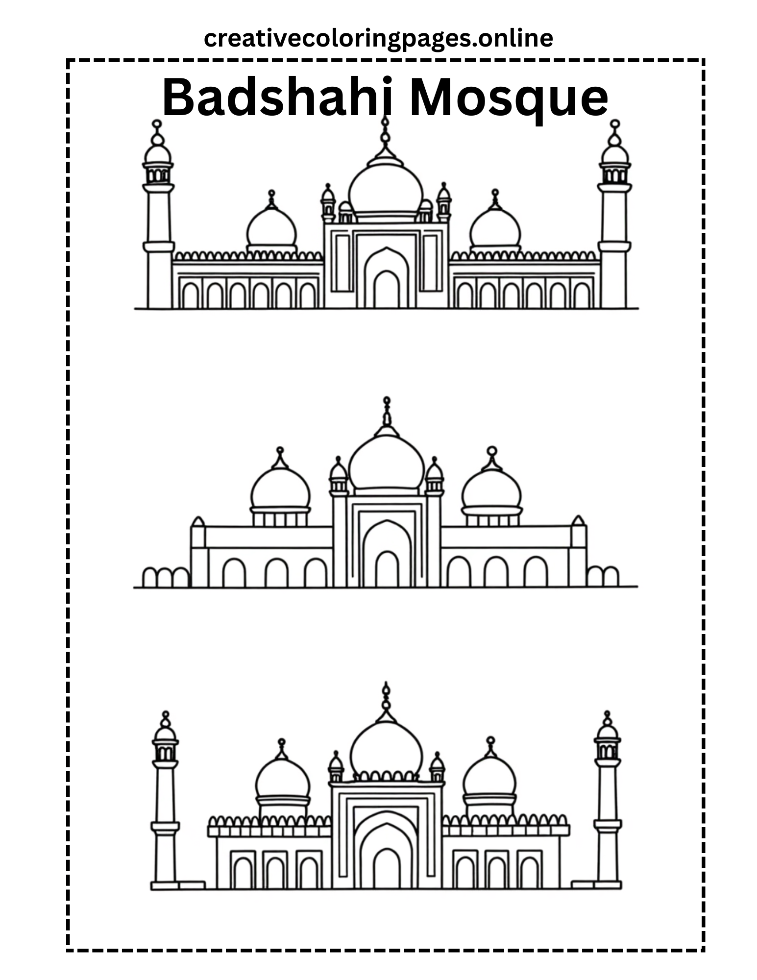 Free Badshahi Mosque Coloring Page