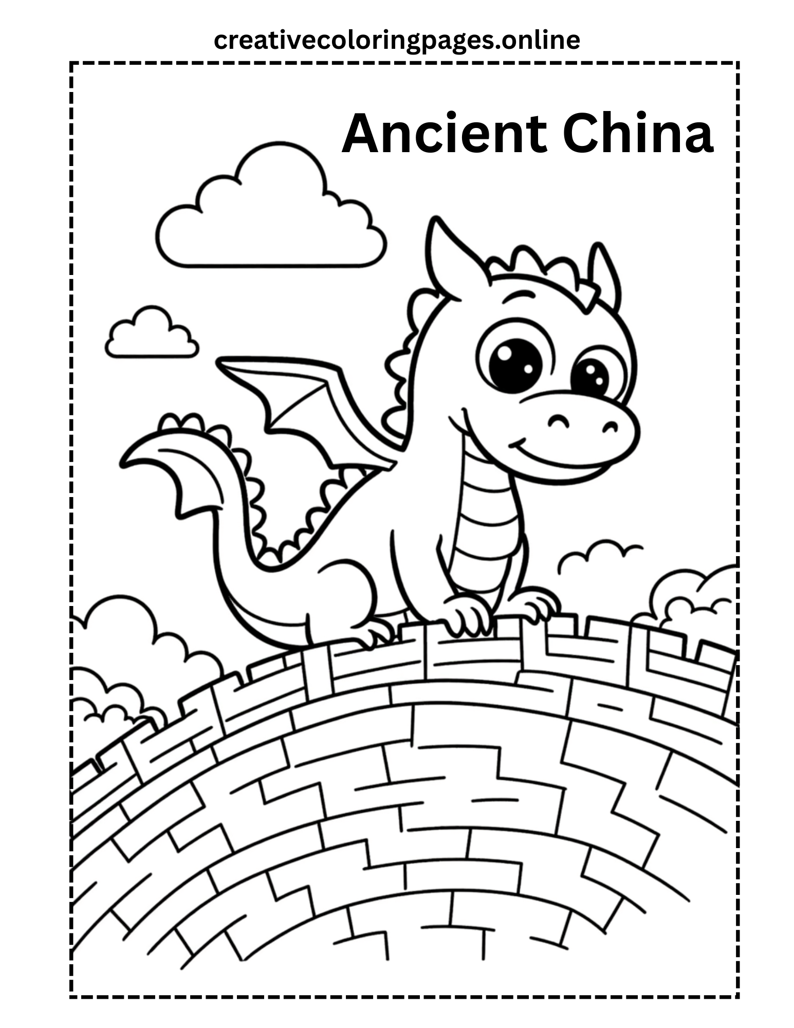 Free Ancient China Dragon Coloring Page