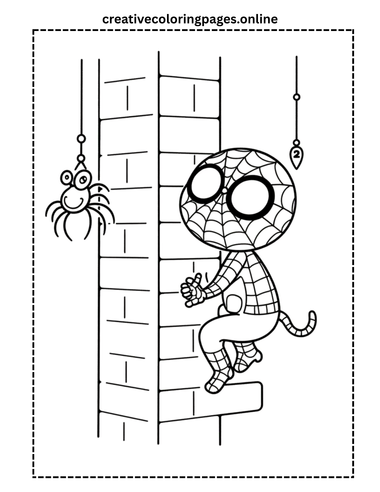 Cute Spider Hero Coloring Page for Kids