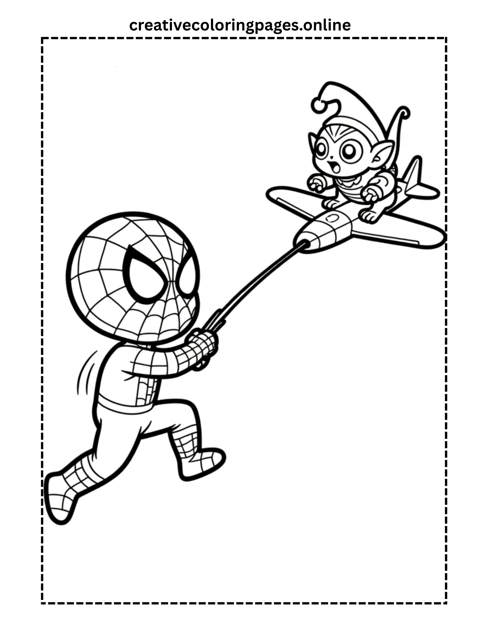 Spider Hero vs Goblin Villain Coloring Page