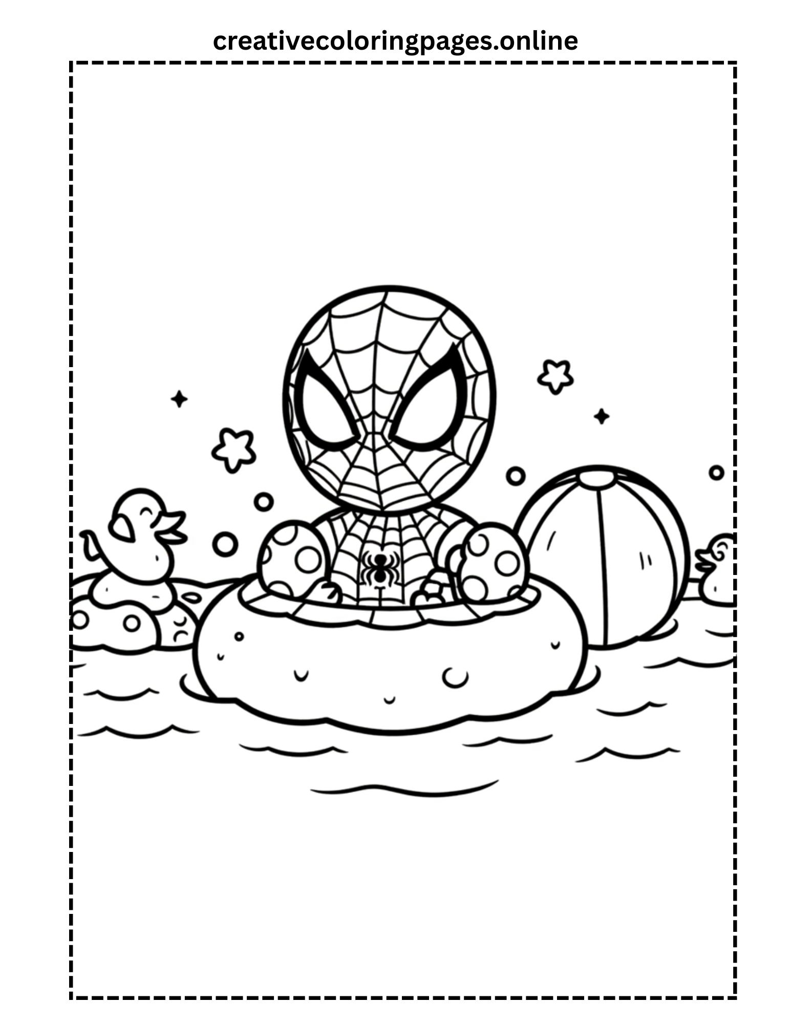 Spider Hero Pool Float Summer Coloring Page