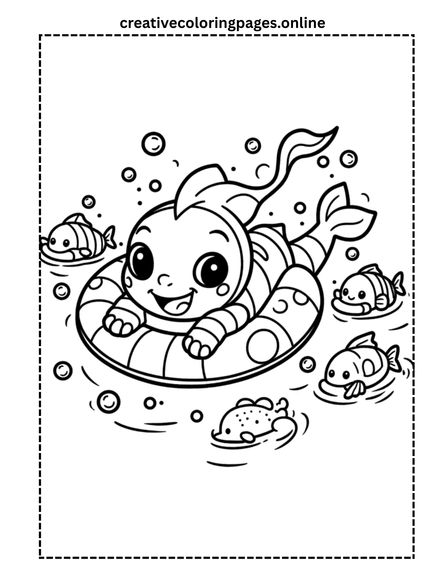 Cute Baby Fish Pool Float Coloring Page
