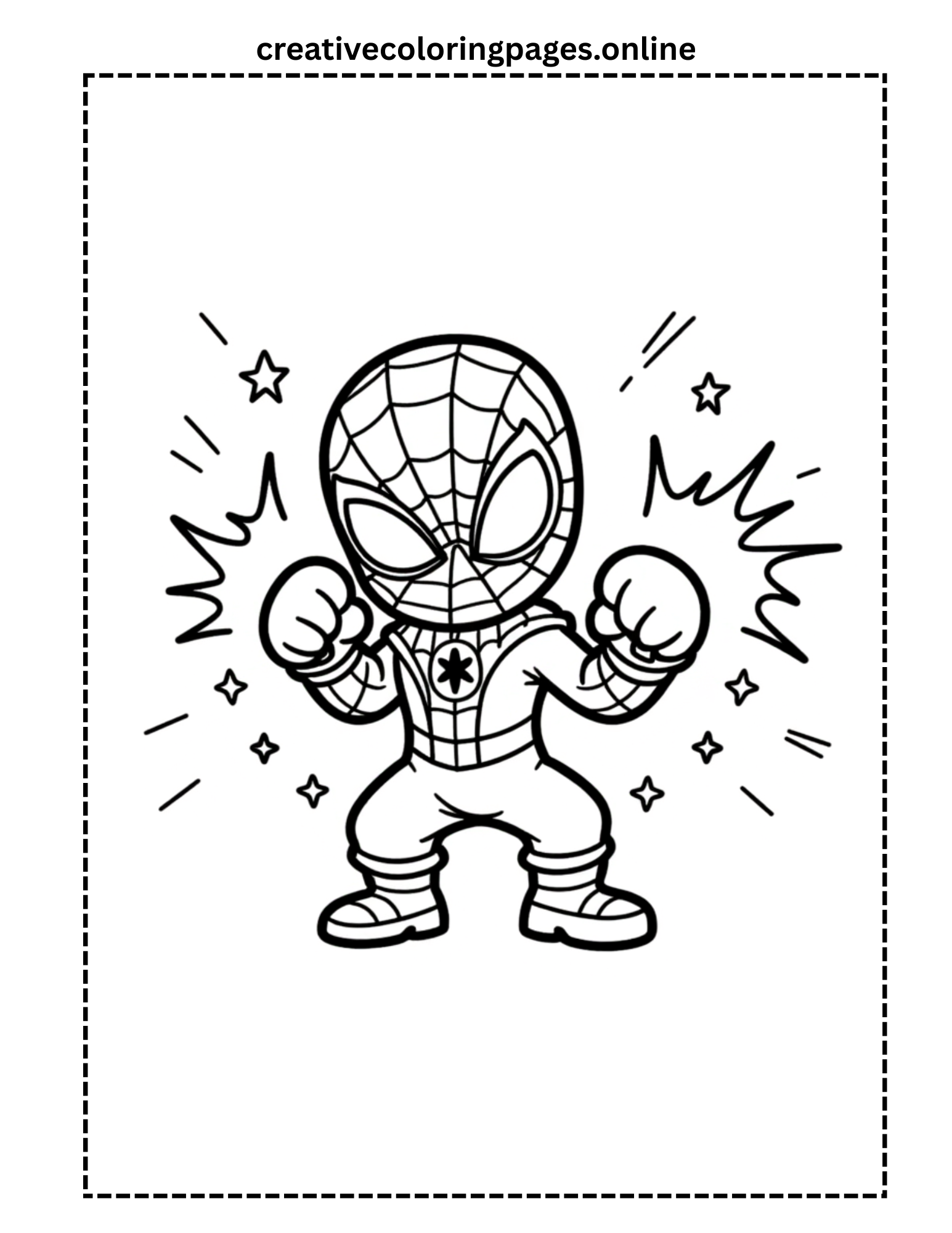 Spider Hero Boxing Action Coloring Page