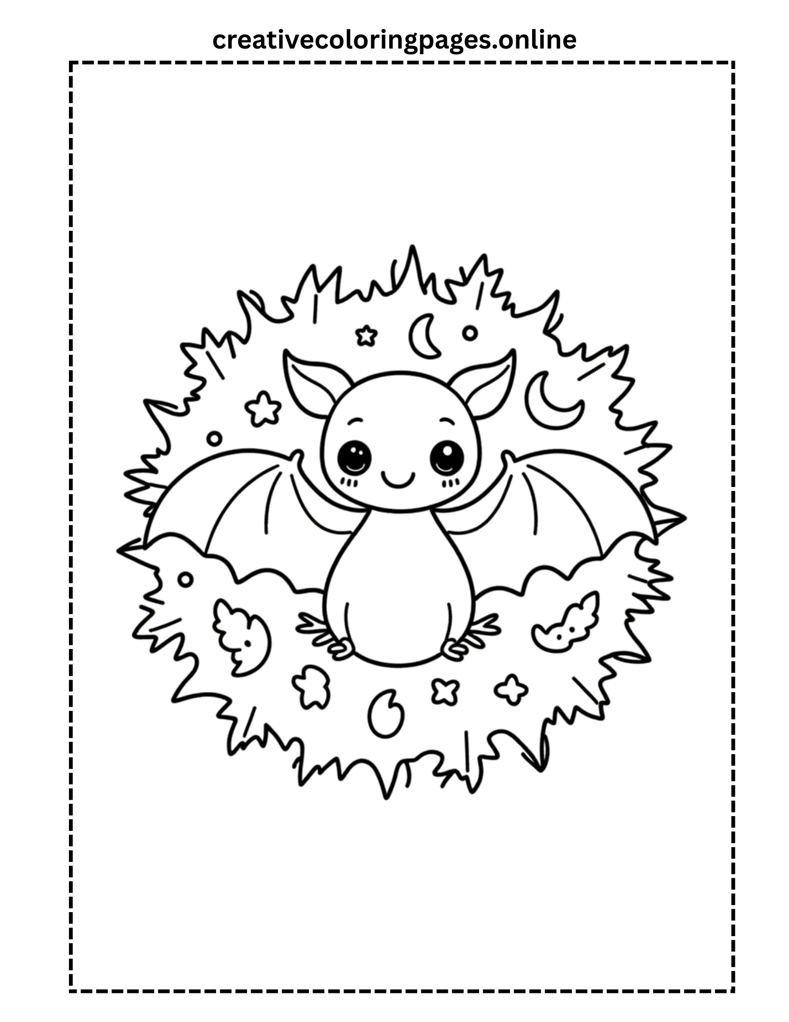 Cute Baby Bat Halloween Coloring Page