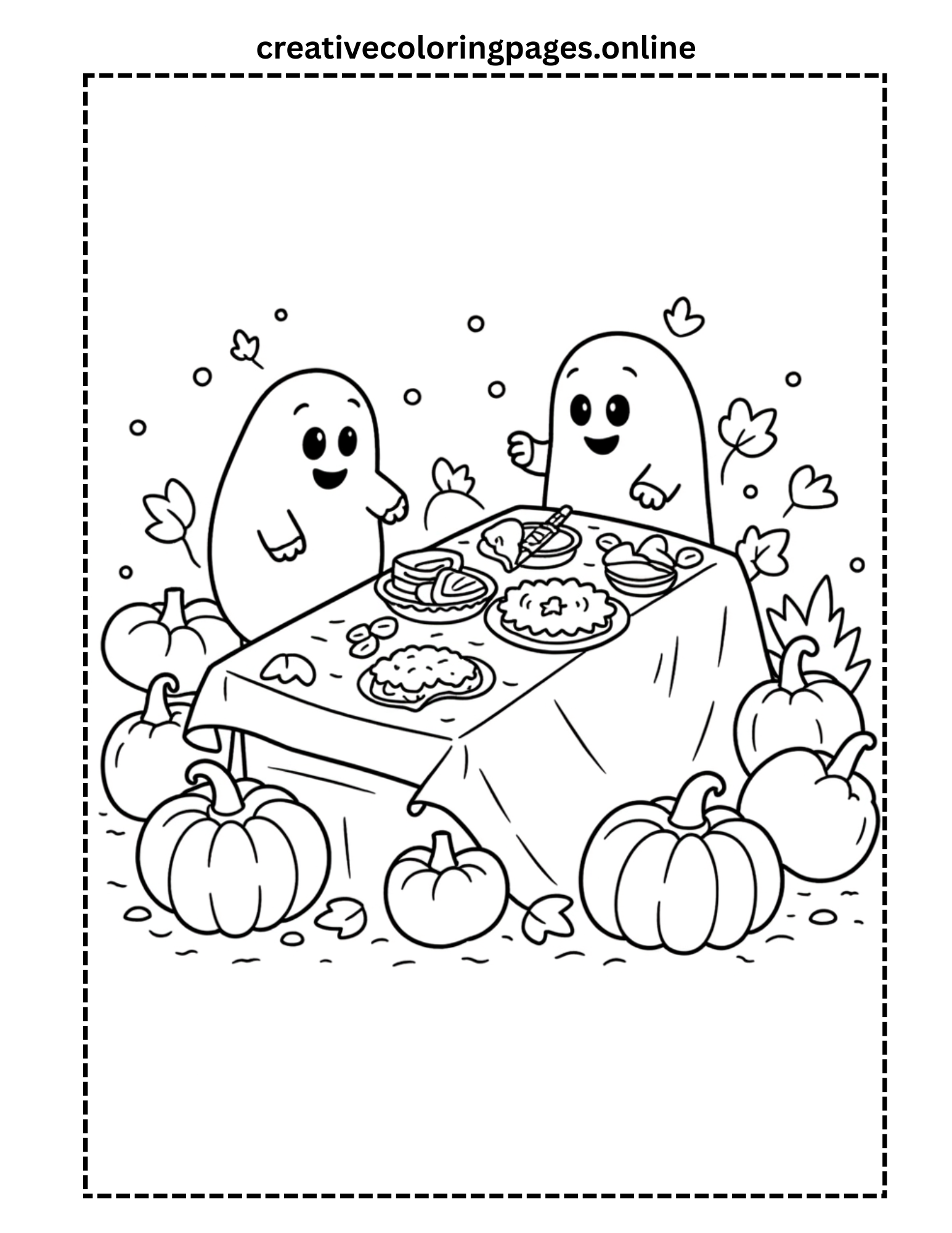 Free Halloween Ghost Dinner Coloring Page