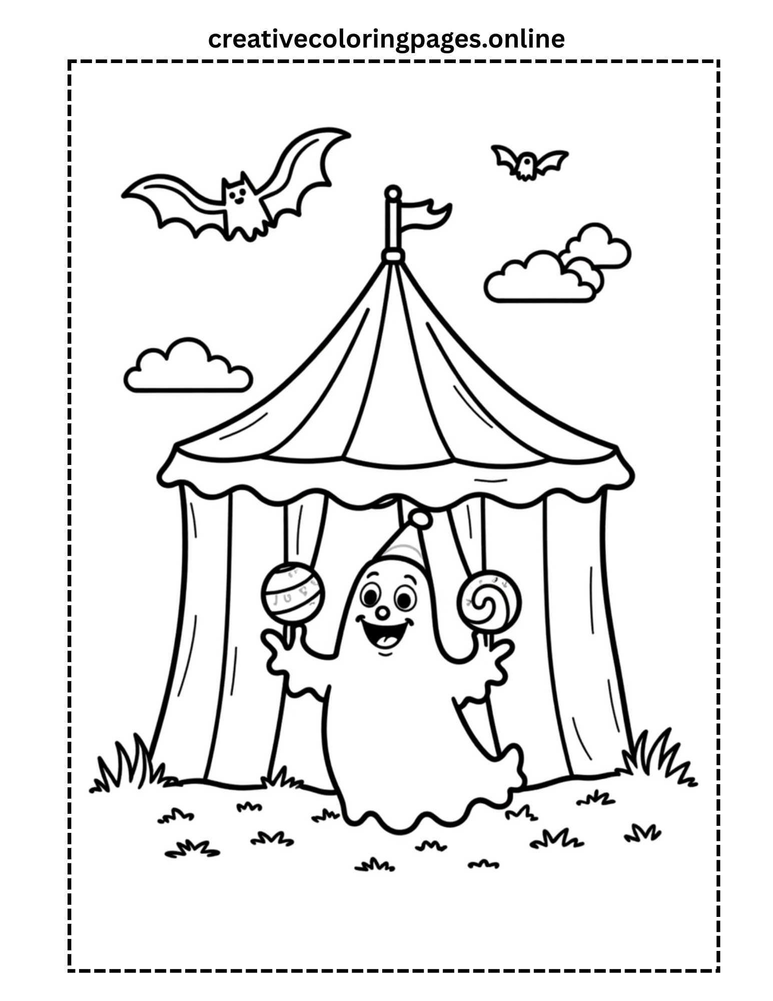 Free Halloween Ghost Carnival Coloring Page