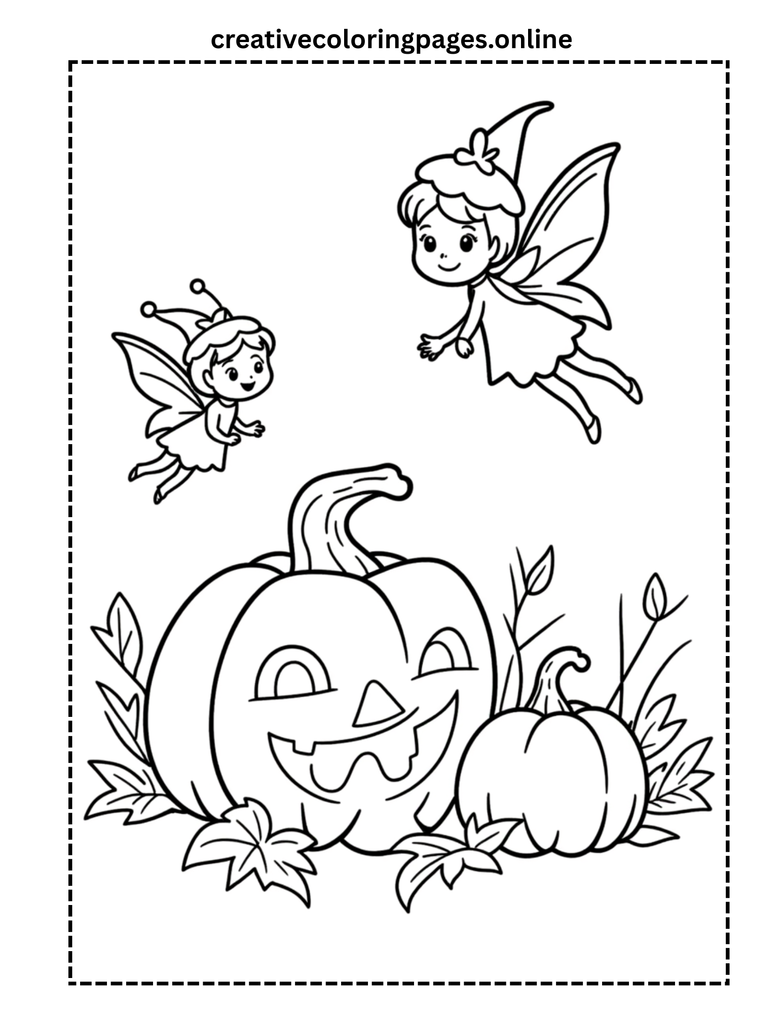 Free Halloween Fairy Pumpkin Coloring Page